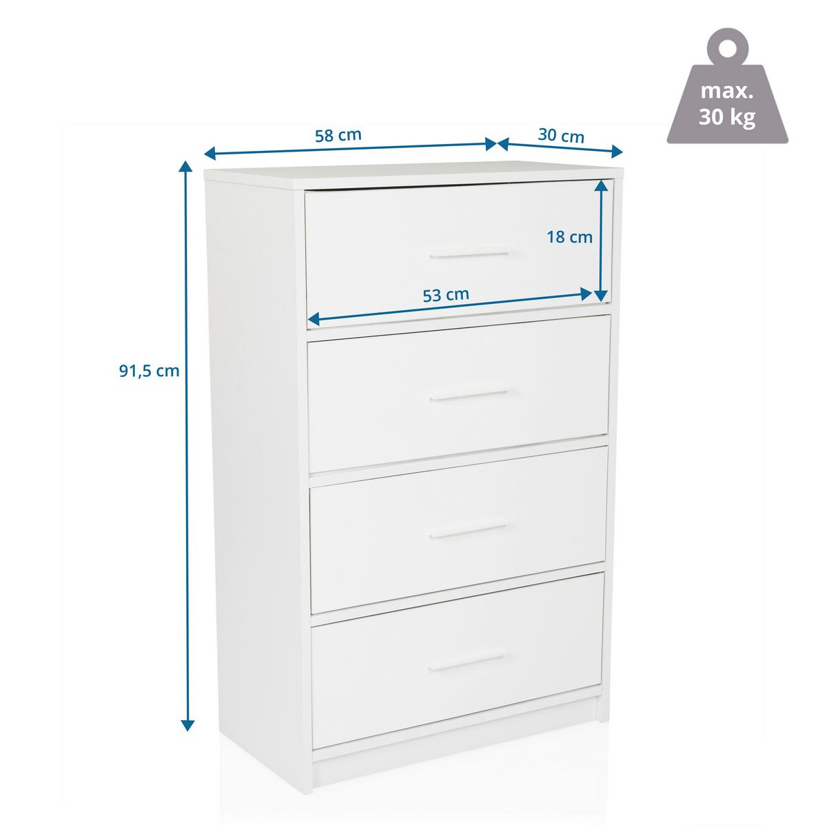 Komoda Estoria, Bela - bela, Konvencionalno, kovina/leseni material (58/91,5/30cm) - MID.YOU