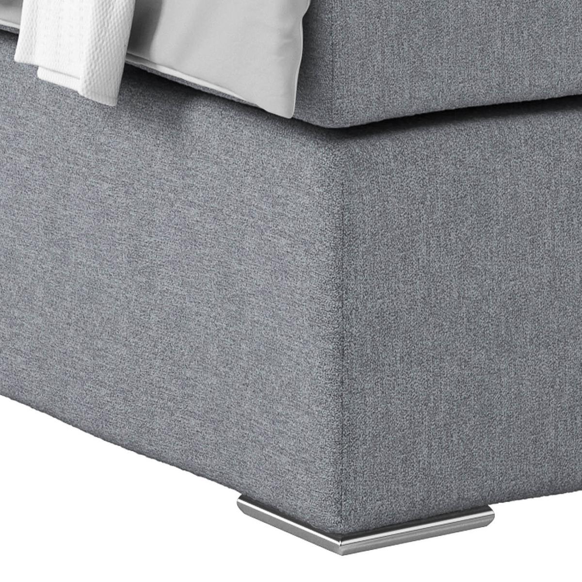 Boxspring Krevet Nero - plavkastosiva/boje kroma, Konvencionalno, tekstil/metal (160/200cm) - Best Price