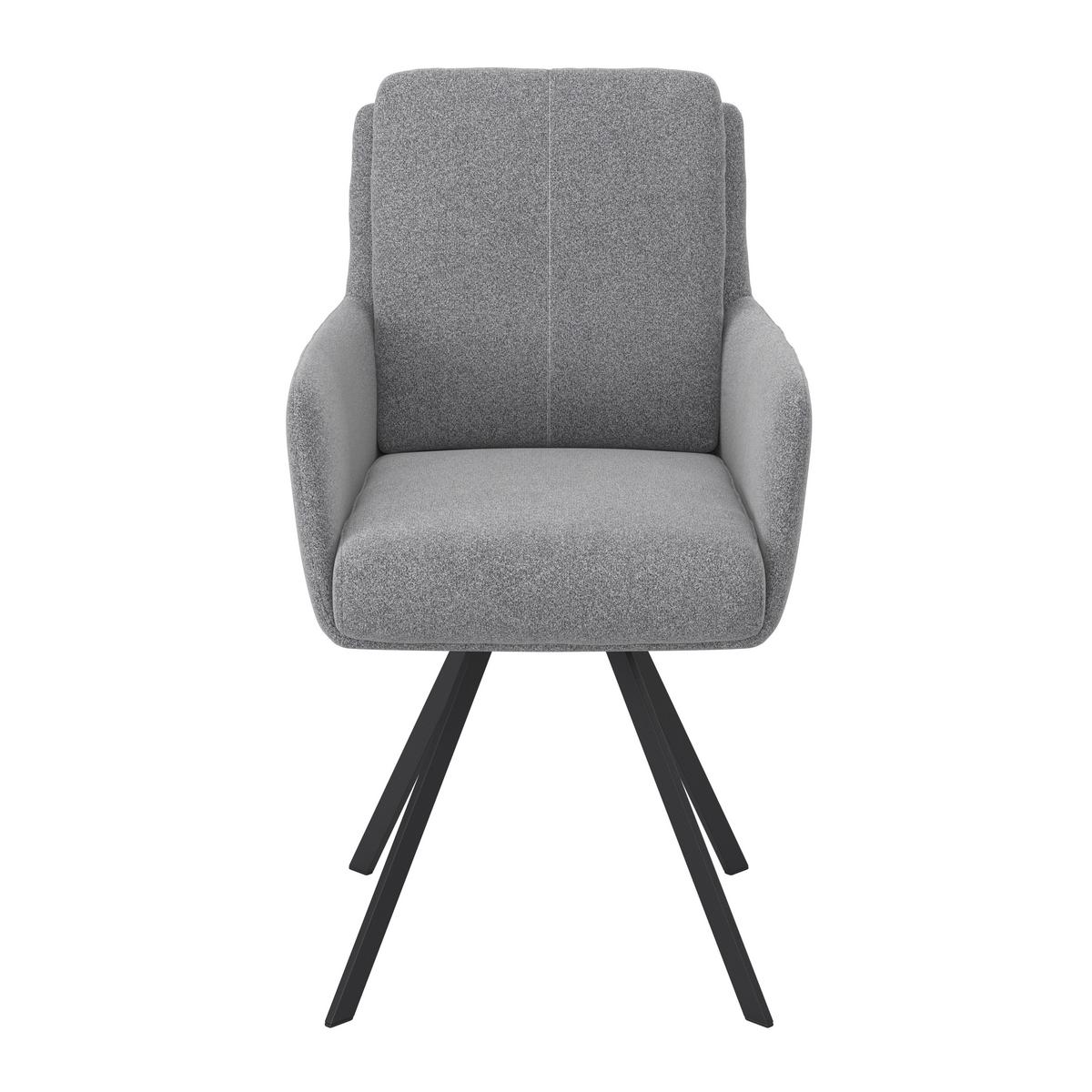 Naslanjač Marie, Siva, Vrtljiv - siva/črna, Moderno, kovina/tekstil (60/95,5/65cm) - Bessagi Home