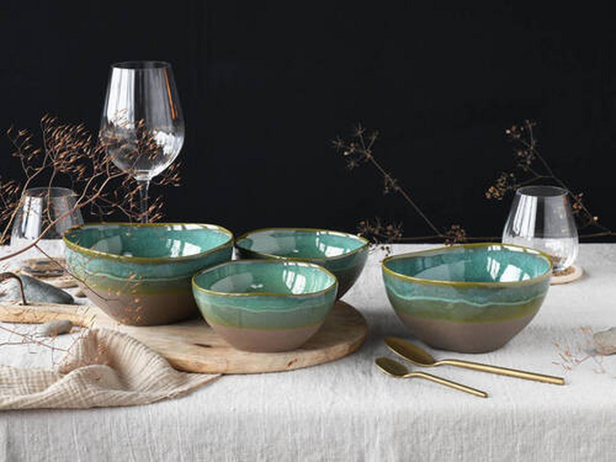 Set Skled Basalt, 4-Delni - olivno zelena , Trend, keramika - Creatable