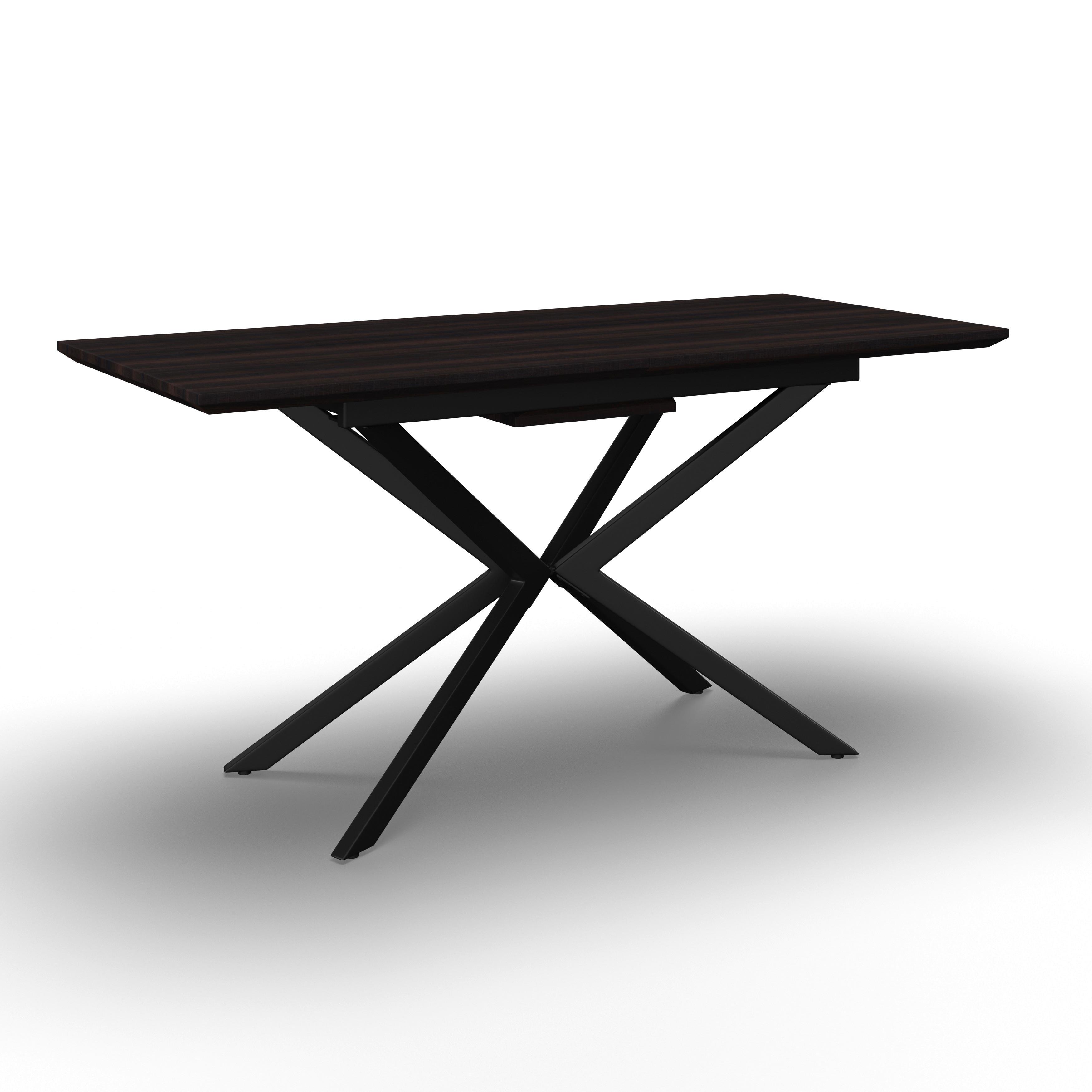 Esstisch ausziehbar Aki Walnussfarben MDF - Walnussfarben/Schwarz, MODERN, Holzwerkstoff/Metall (140-180/76/80cm) - Bessagi Home