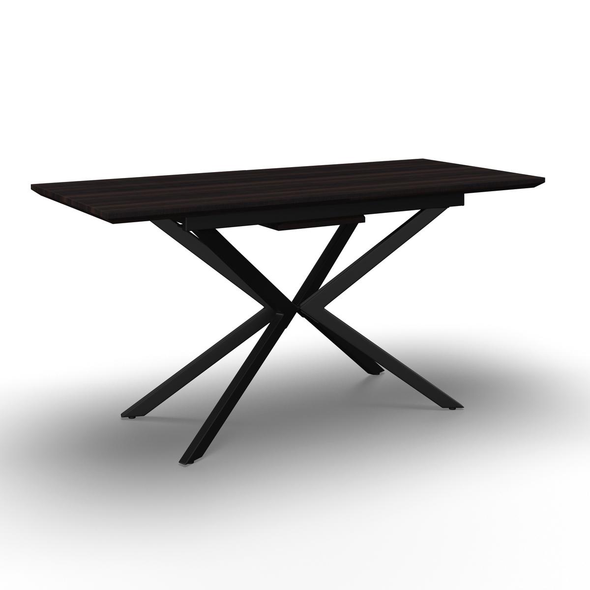 Esstisch ausziehbar Aki Walnussfarben MDF - Walnussfarben/Schwarz, MODERN, Holzwerkstoff/Metall (140-180/76/80cm) - Bessagi Home