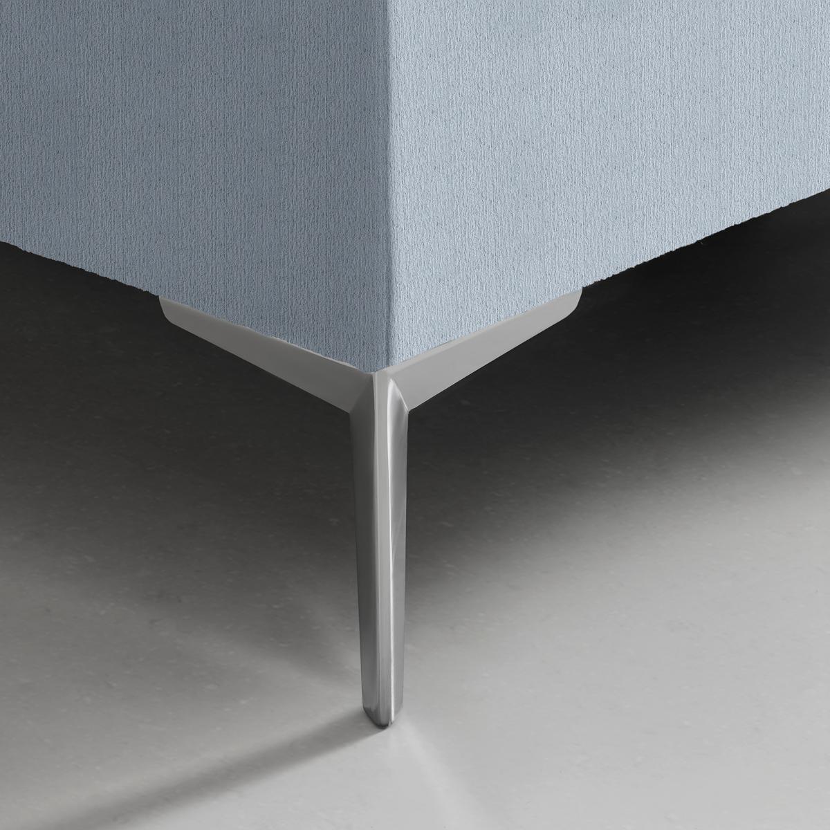 Boxspringbett Queen Blaugrau ca. 180x200cm - Chromfarben/Goldfarben, KONVENTIONELL, Textil (180/200cm) - Premium Living