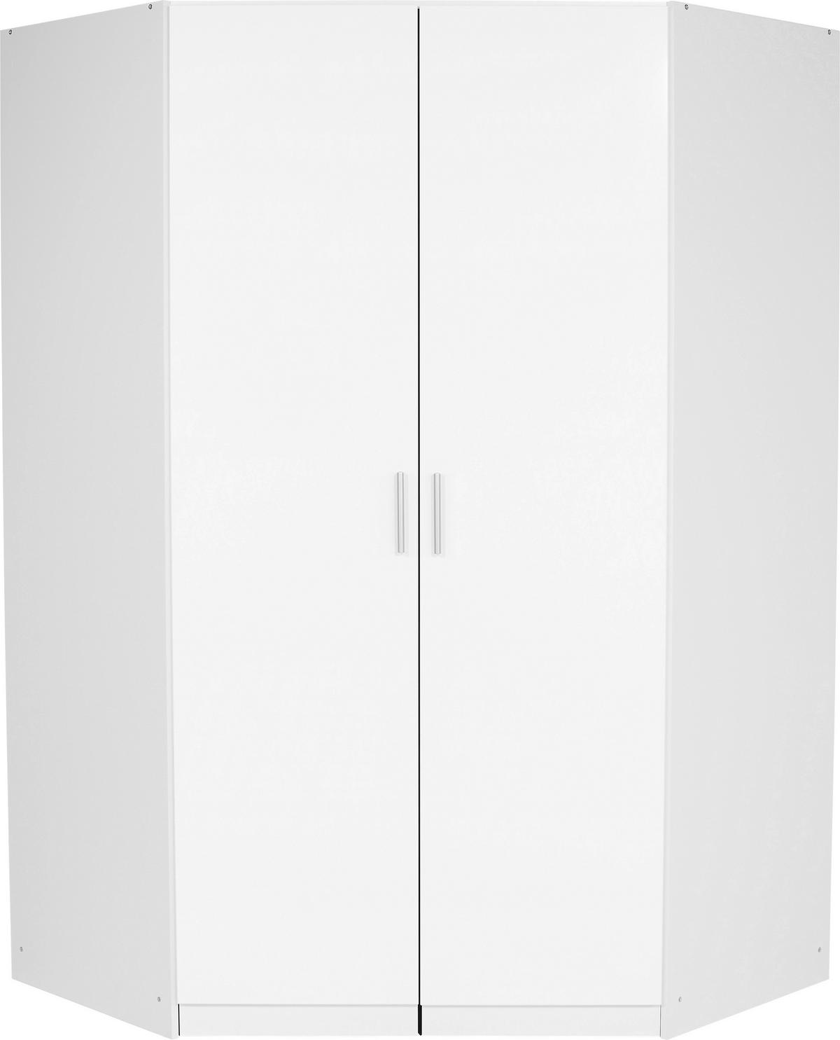 Dulap pe colț Celle - alb/alb lucios intens, Modern, material pe bază de lemn (117/197/117cm)
