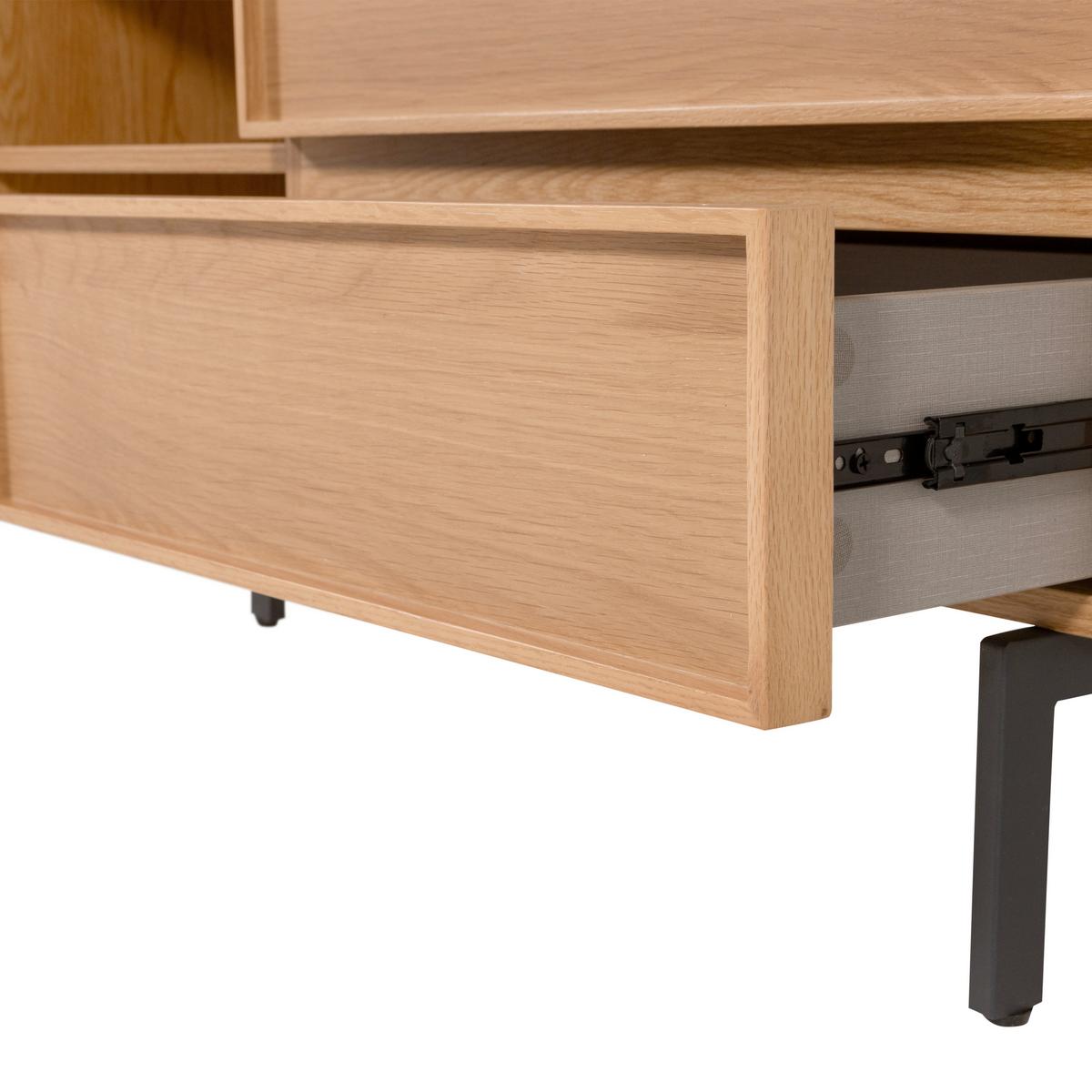 Lowboard Tours Naturfarben - Schwarz/Naturfarben, Design, Holzwerkstoff/Metall (180/51/42cm) - Livetastic