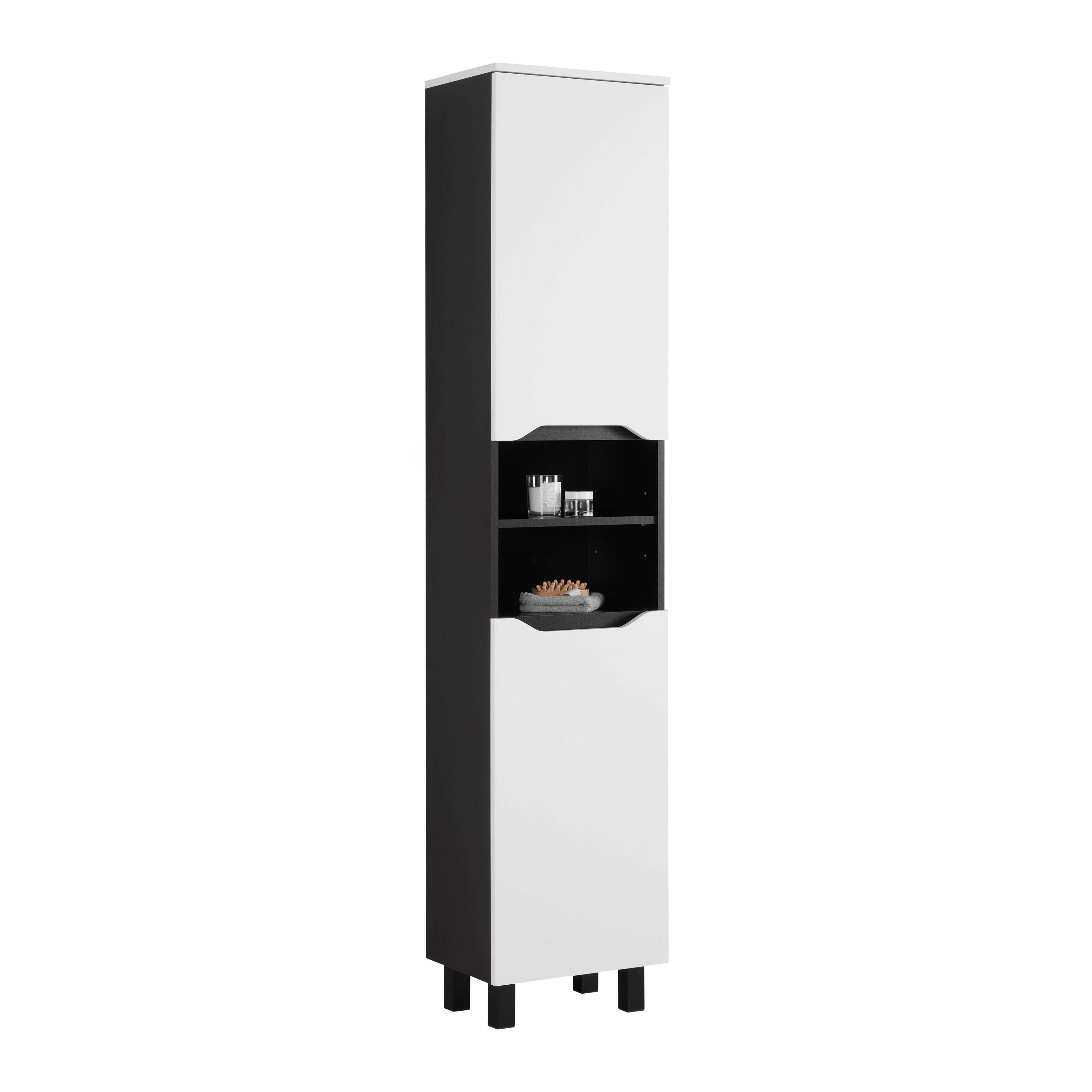 Hochschrank Wave II in Schwarz/Weiß - Schwarz/Weiß, MODERN, Holzwerkstoff (40/190/30cm) - Mömax