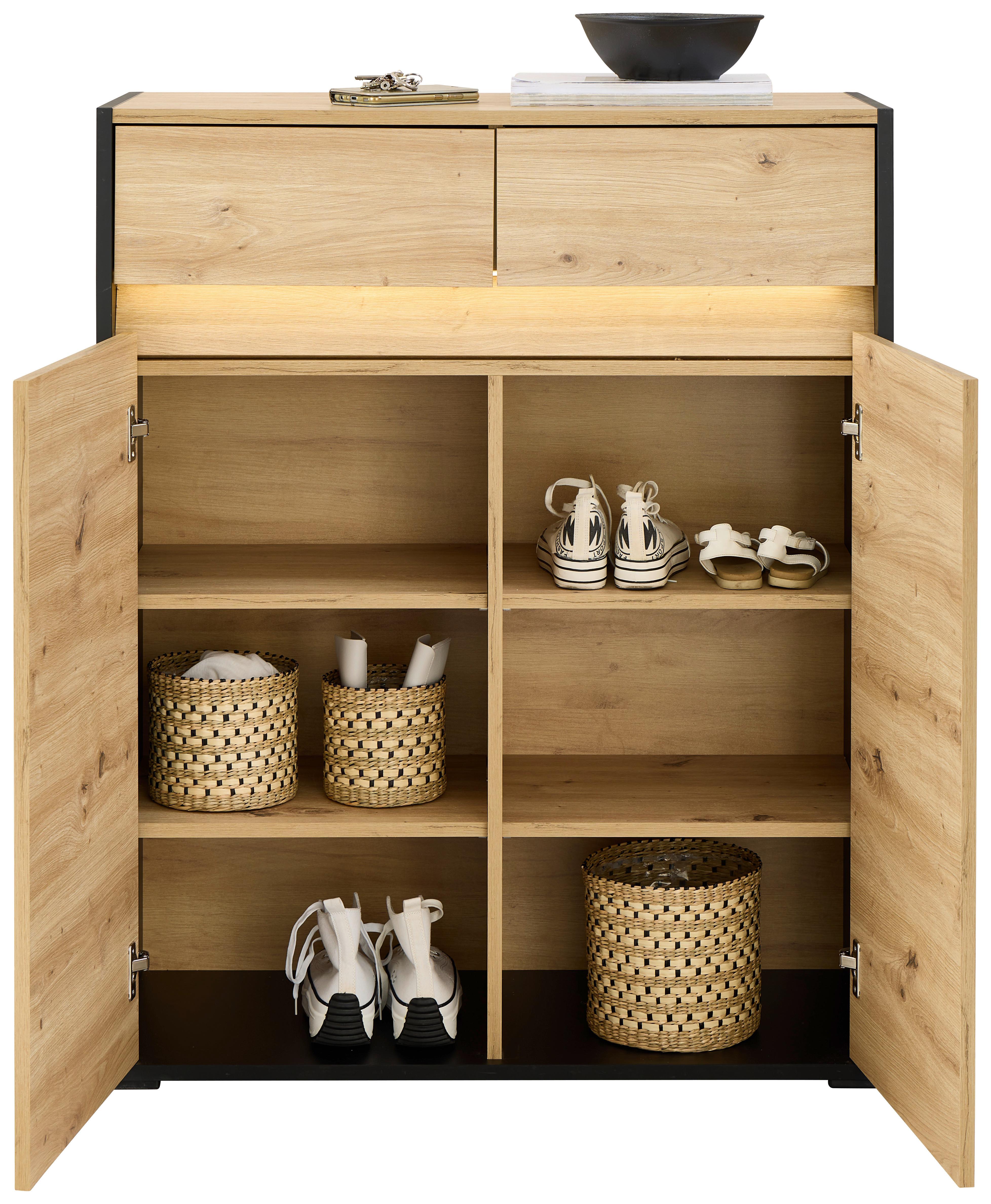 Comodă WELCOME - stejar Artisan/negru, Modern, material pe bază de lemn (88,3/108/38cm) - Modern Living
