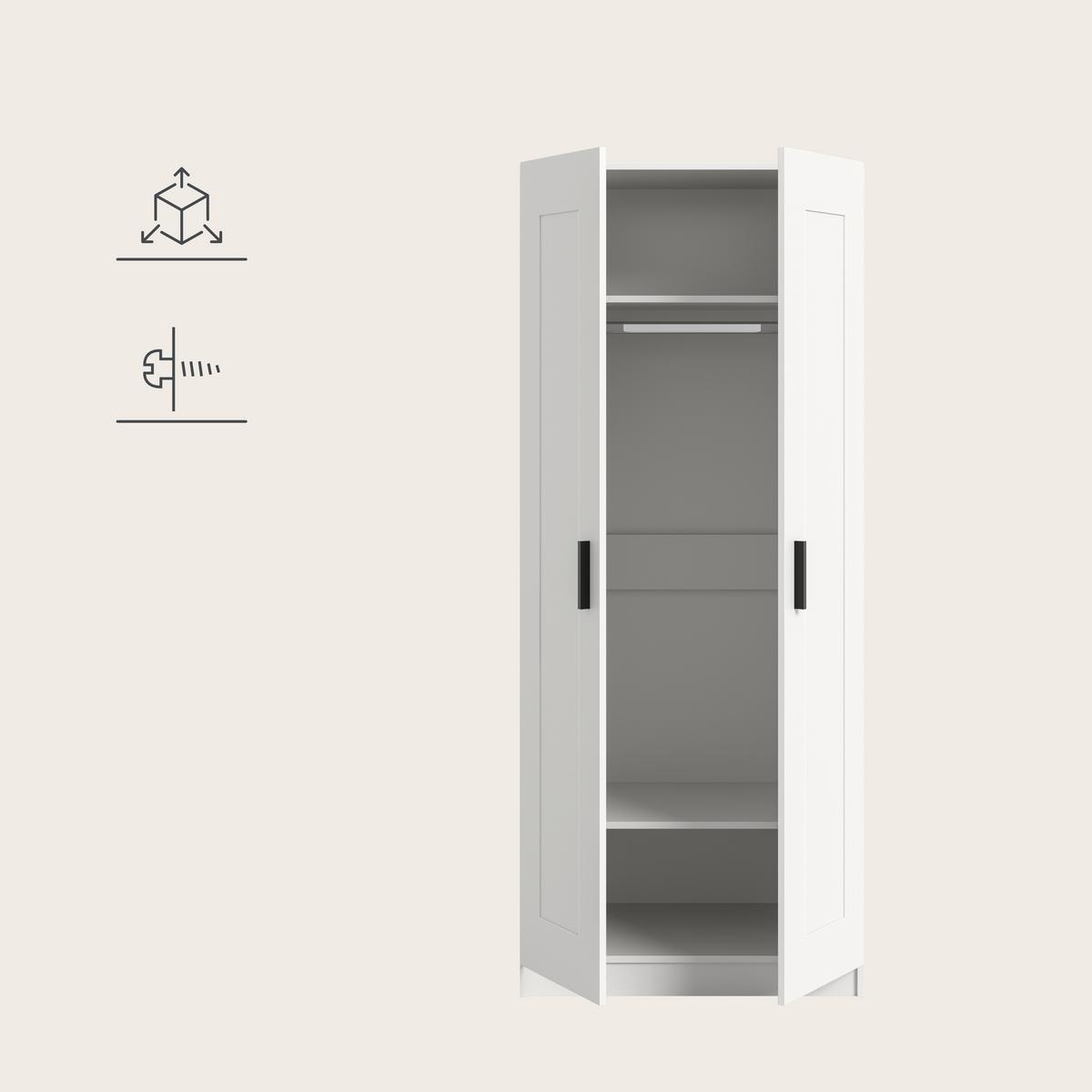 Drehtürenschrank Visby Weiß - Schwarz/Weiß, ROMANTIK / LANDHAUS, Holzwerkstoff/Kunststoff (80/195/56cm) - Livetastic