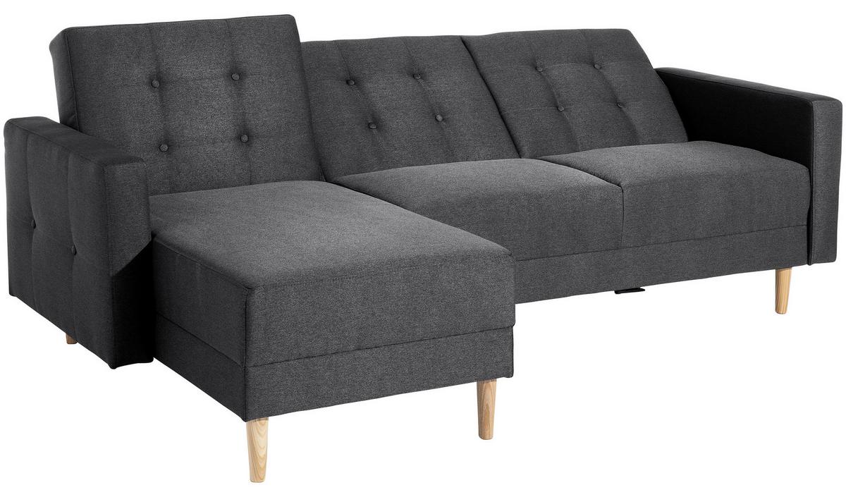 ECKSCHLAFSOFA EASY RELAX - Eschefarben/Graphitfarben, MODERN, Holz/Textil (223/152cm) - Max Winzer