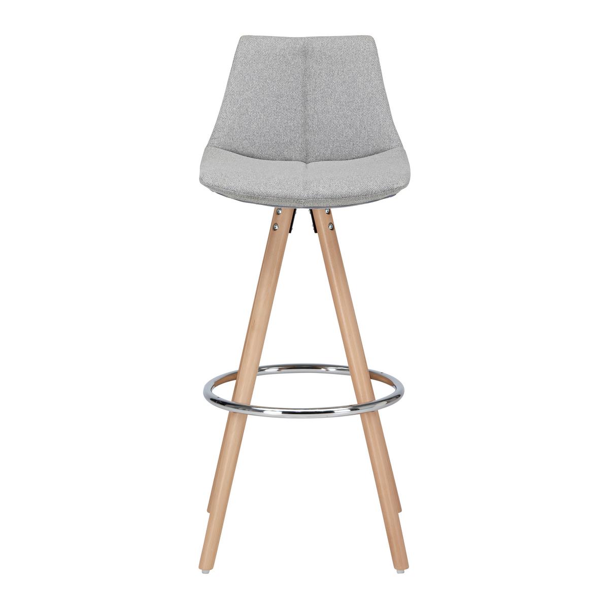 Barhocker Nelo Grau Webstoff Gepolstert - Chromfarben/Buchefarben, MODERN, Holz/Textil (42/100/33cm) - Bessagi Home