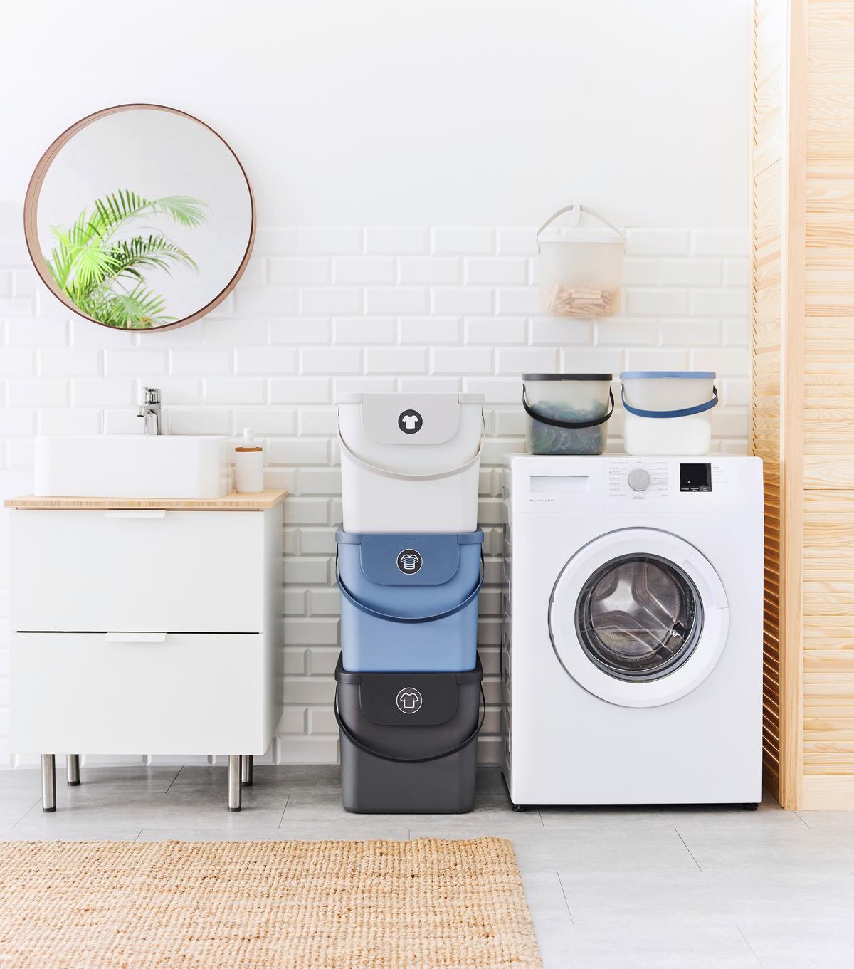 POJEMNIK NA DETERGENTY 1040708853 - antracytowy/przezroczysty, Basics, tworzywo sztuczne (23,5/20/20,8cm) - Rotho