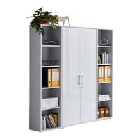 Aktenschrank Office Edition Sw Set 3 hoch Grau/Weiß - Weiß Hochglanz/Grau, MODERN, Holzwerkstoff (173/186/33cm) - MID.YOU
