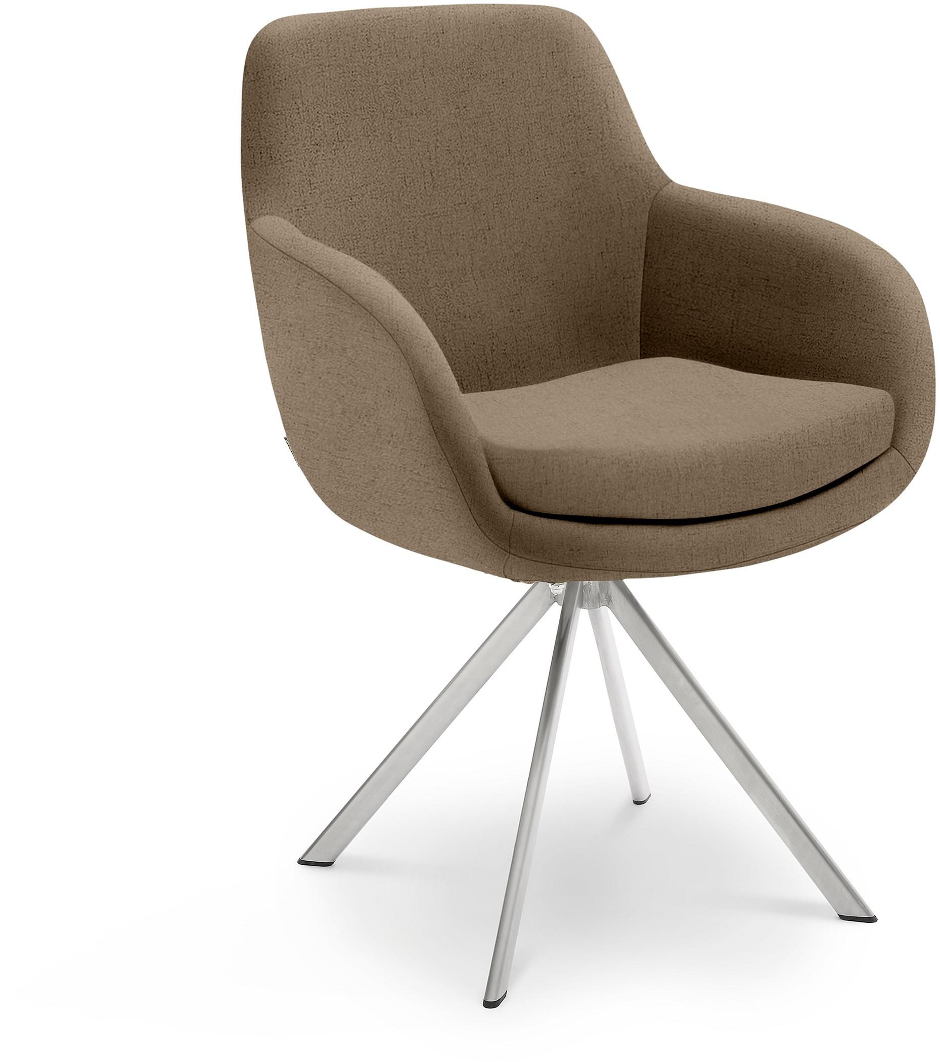 KRZESŁO Z PODŁOKIETNIKAMI TAVIA -MR- - kolor stalowy/brązowy, Design, metal/tkanina (62/86/66cm) - Musterring