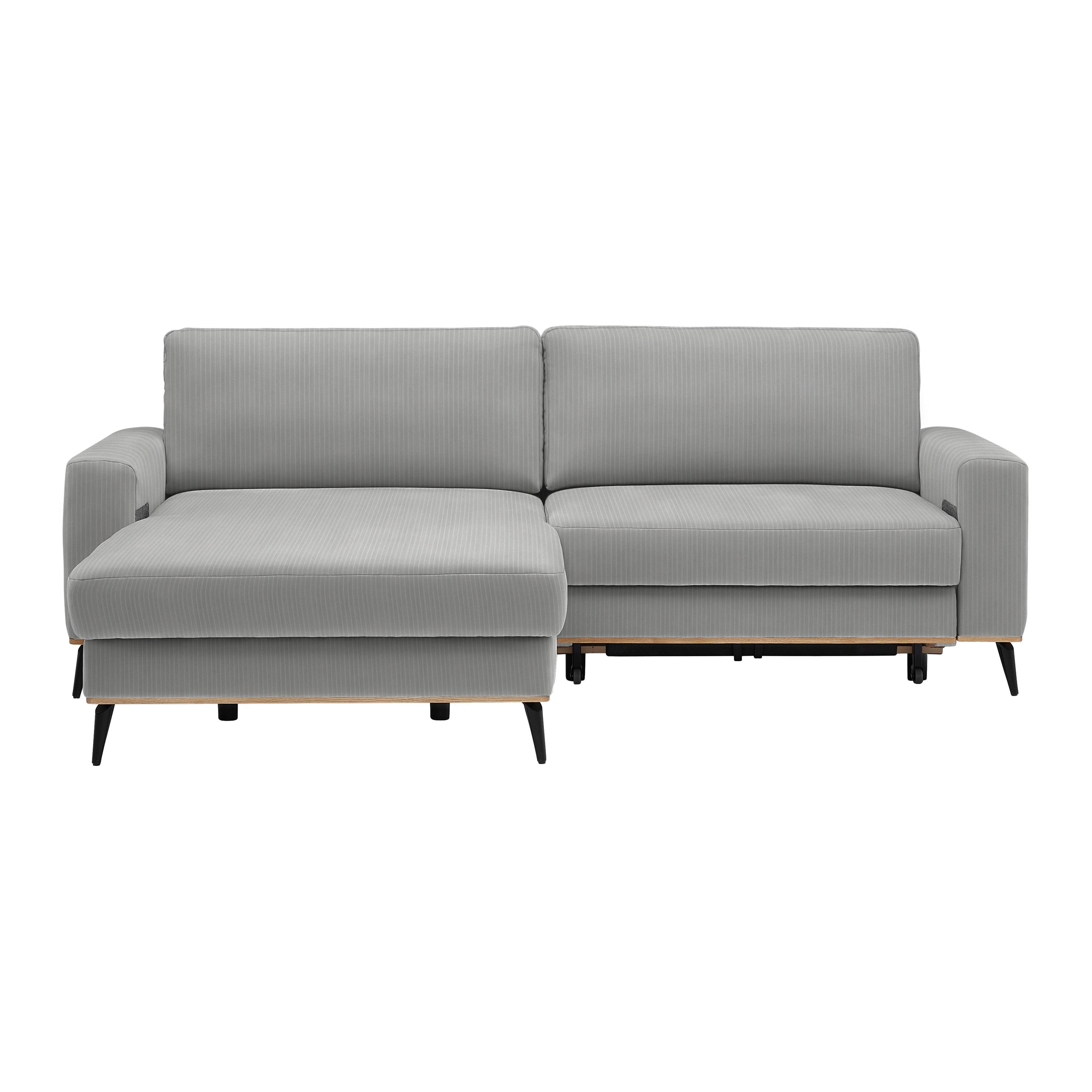 Wohnlandschaft Romeo Grau - Schwarz/Grau, KONVENTIONELL, Textil/Metall (167/87/234cm) - Zandiara