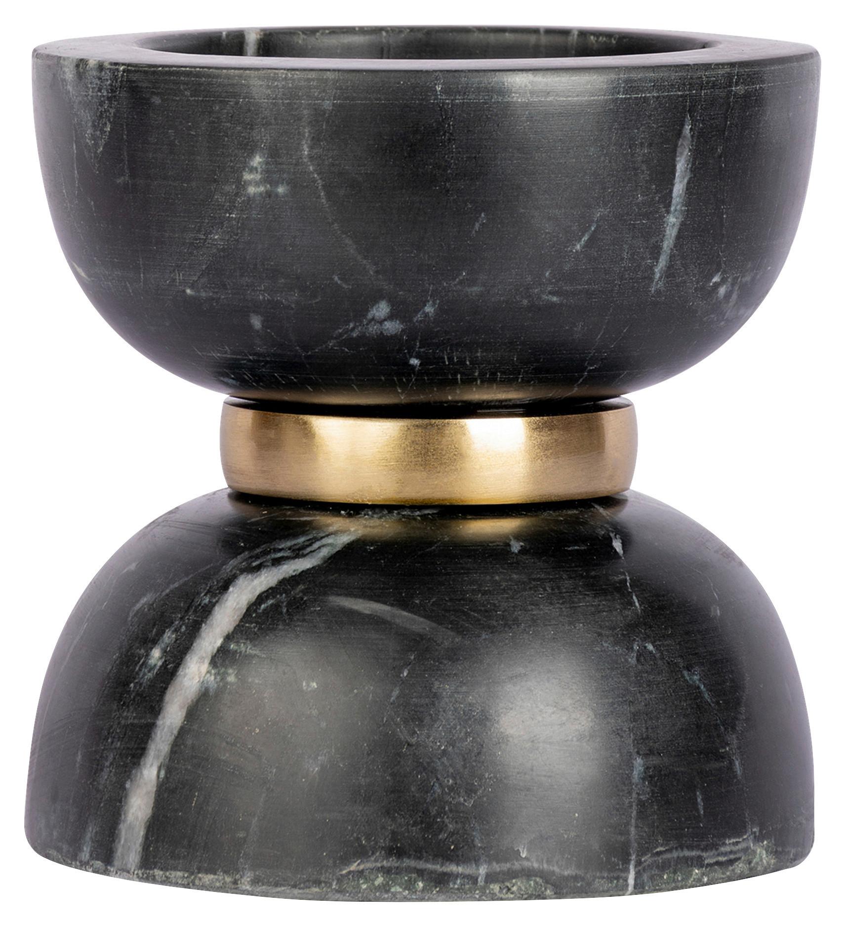KERZENSTÄNDER SORIN - Goldfarben/Schwarz, Trend, Stein/Metall (12.75/12.75/14cm) - Kayoom