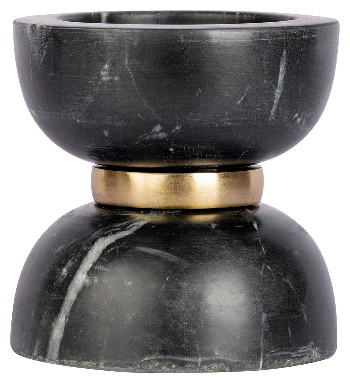 KERZENSTÄNDER SORIN - Goldfarben/Schwarz, Trend, Stein/Metall (12.75/12.75/14cm) - Kayoom