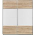 Schwebetürenschrank Braun/Weiß - Alufarben, MODERN, Holzwerkstoff/Metall (181/210/62cm) - MODERN LIVING