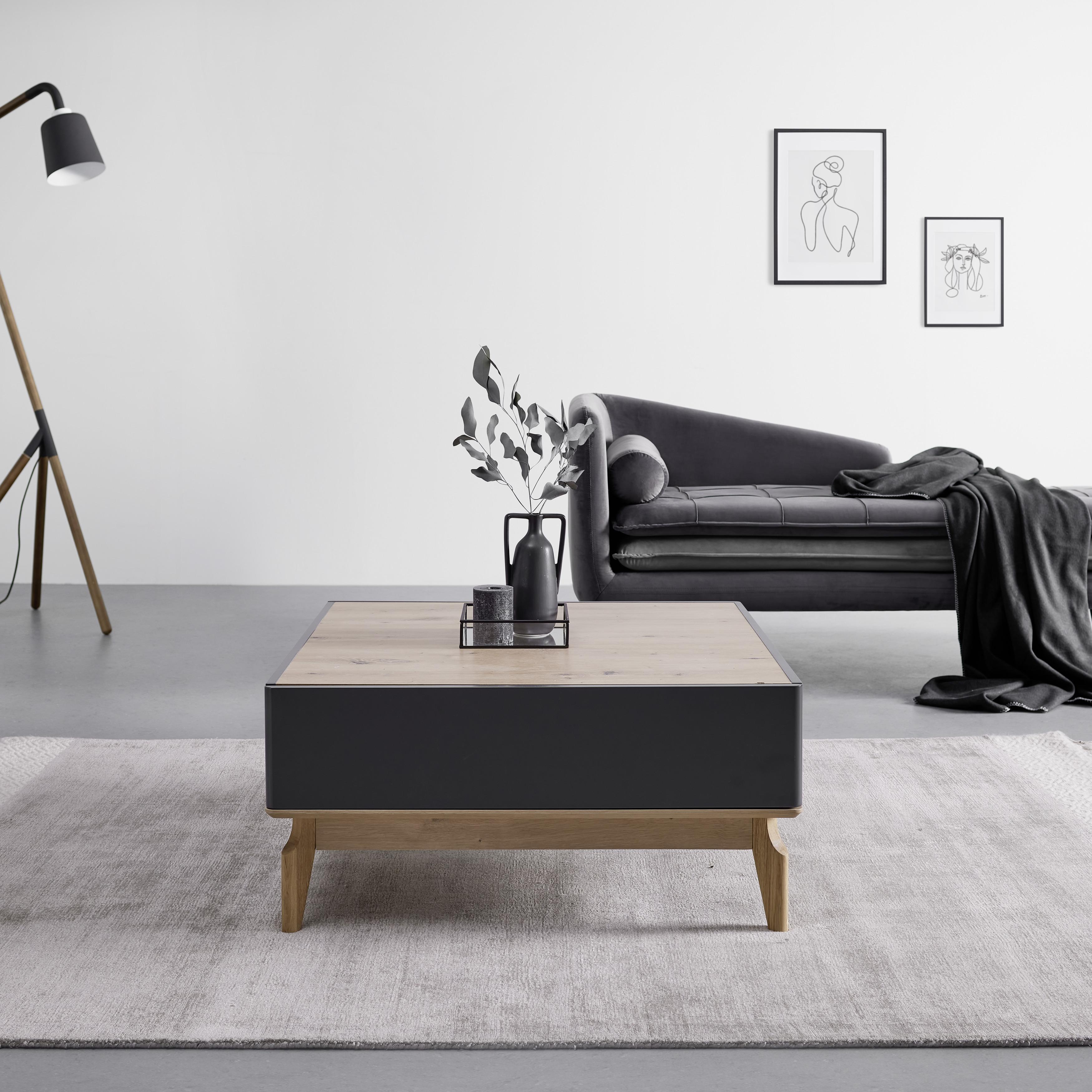 Klubska Miza Fosco - siva/hrast, Moderno, les (80/80/38cm) - Bessagi Home
