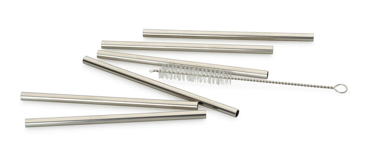 Set Slamic S Krtačko Straw, 6-Delni - barve nerjavečega jekla, Basics, kovina (12cm) - Echtwerk