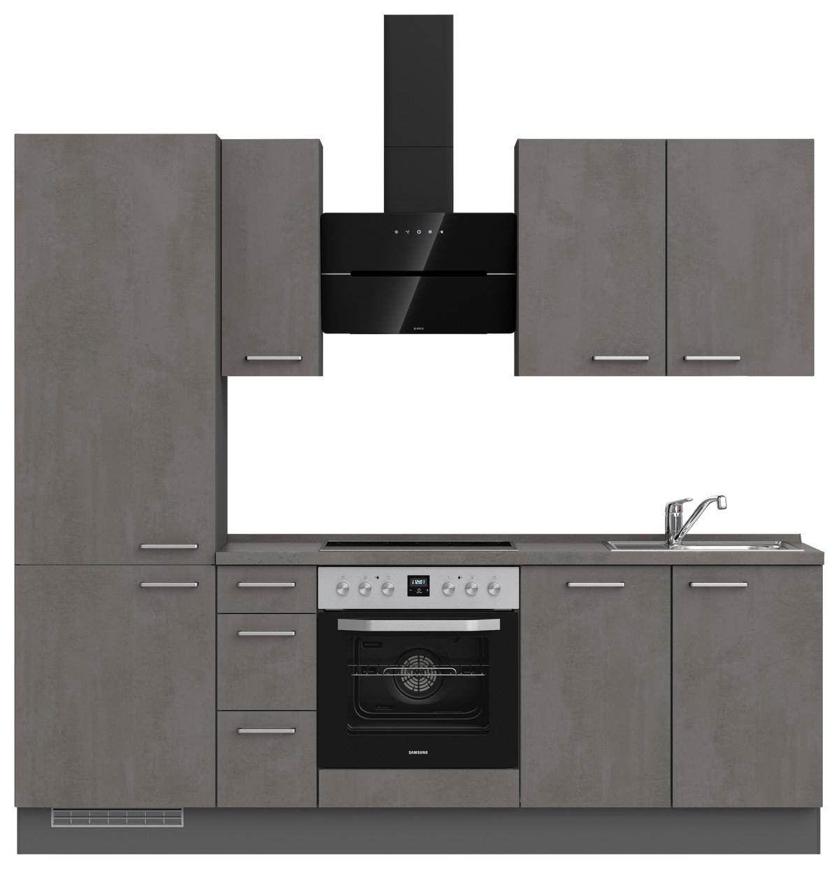 Küchenblock Riva High m. Geräten Schieferfarben - Schieferfarben/Edelstahlfarben, MODERN, Holzwerkstoff/Metall (240cm) - Nobilia
