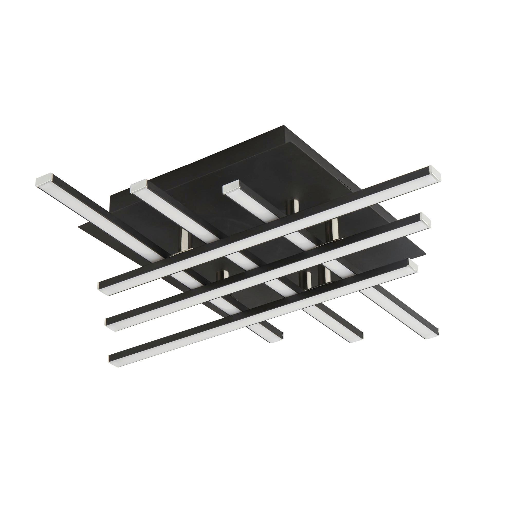 Led Mennyezeti Lámpa 696-6bk - krómszínű/fekete, Design, műanyag/fém (45,5/45,5/8,5cm)