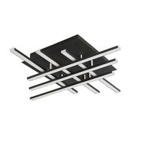 Led Mennyezeti Lámpa 696-6bk - krómszínű/fekete, Design, műanyag/fém (45,5/45,5/8,5cm)