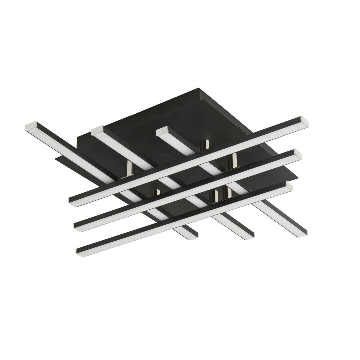 Led Mennyezeti Lámpa 696-6bk - krómszínű/fekete, Design, műanyag/fém (45,5/45,5/8,5cm)