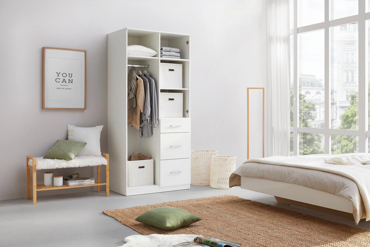 Drehtürenschrank Lasse Weiß - Weiß, KONVENTIONELL, Holz (90/196/55cm) - Mömax