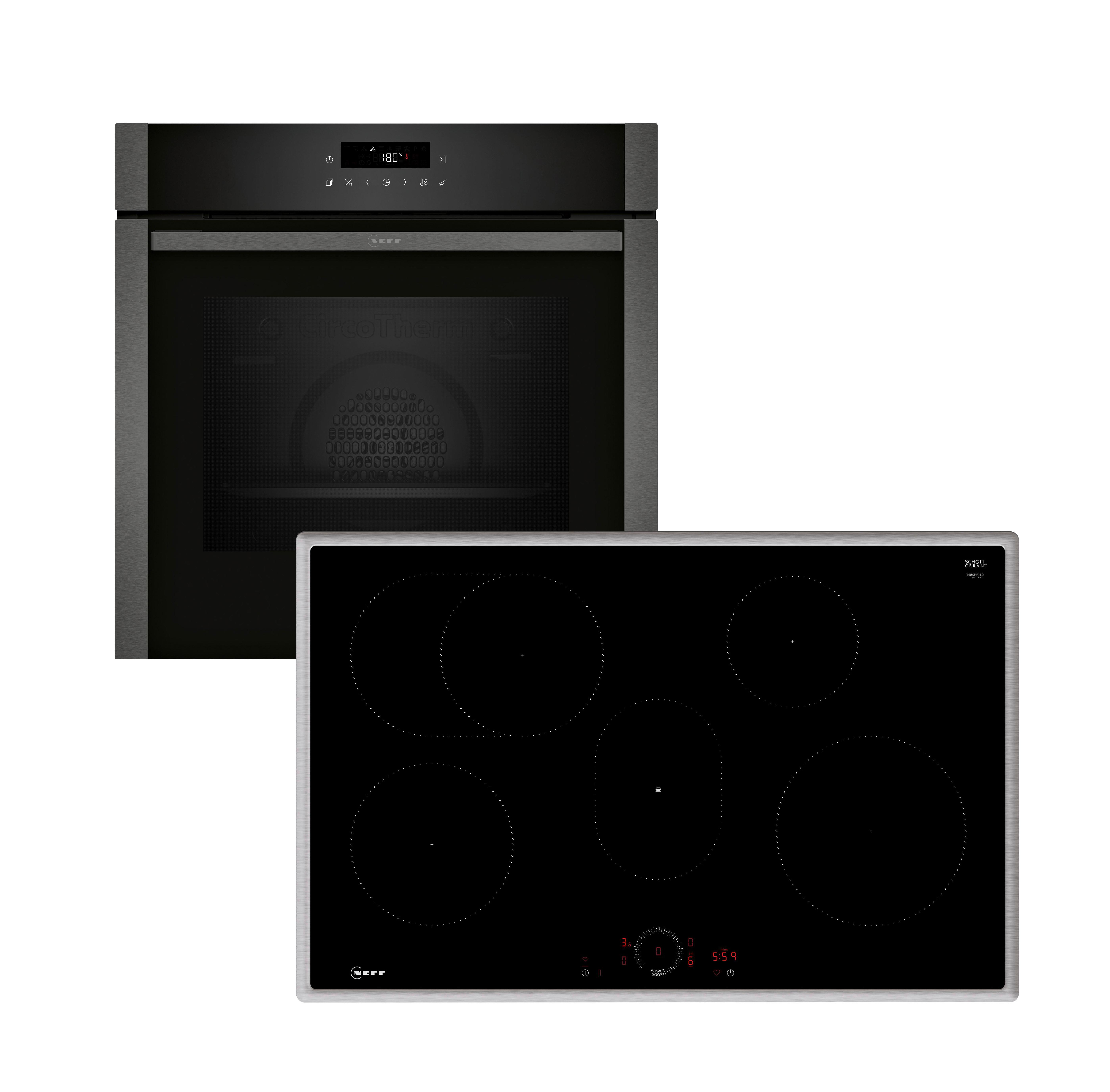 Backofenset BXPOWER8I Graphitfarben/Schwarz - Edelstahlfarben/Graphitfarben, MODERN, Glas/Metall (59,4/59,5/54,8cm) - Neff