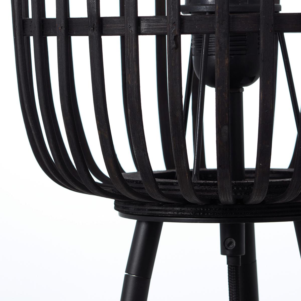 Stehleuchte Woodrow Schwarz max. 60 Watt - Schwarz, Design, Holz/Metall (45/130cm) - Brilliant