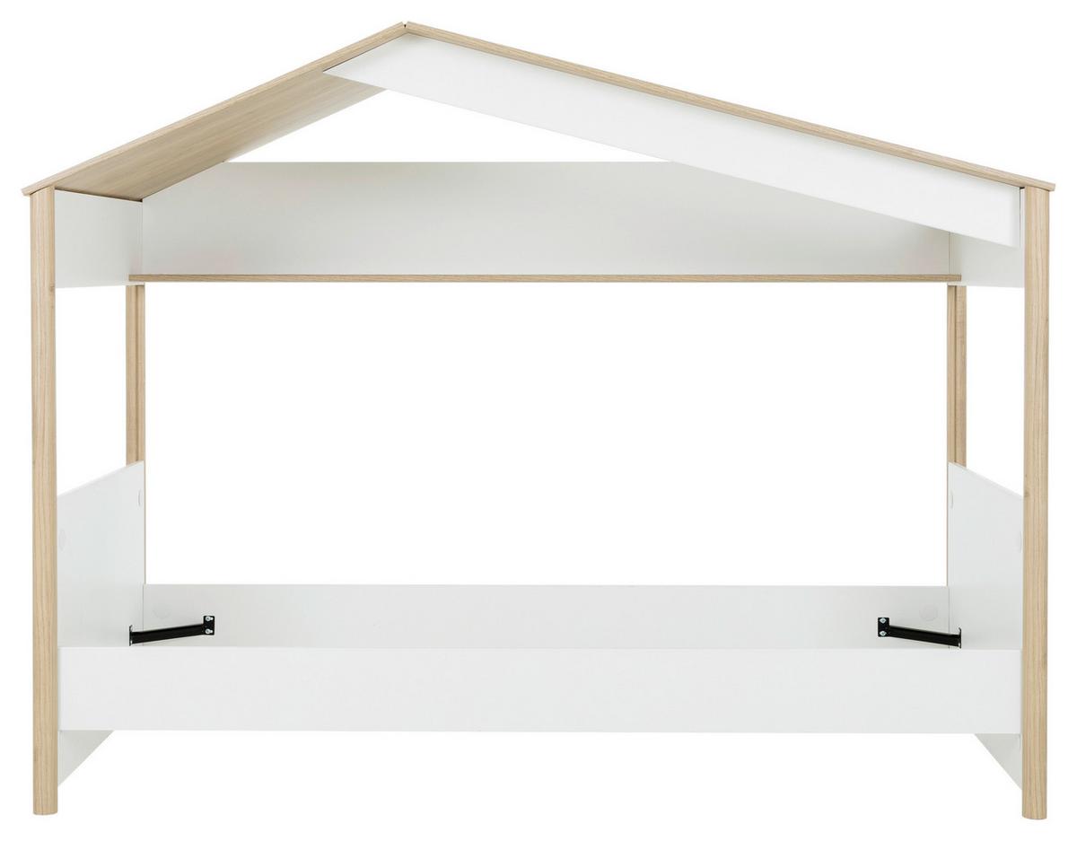 Postelja Matis, Bela, Barva Kostanja, 90x200 - bela/barve kostanja, Basics, leseni material (90/200cm)