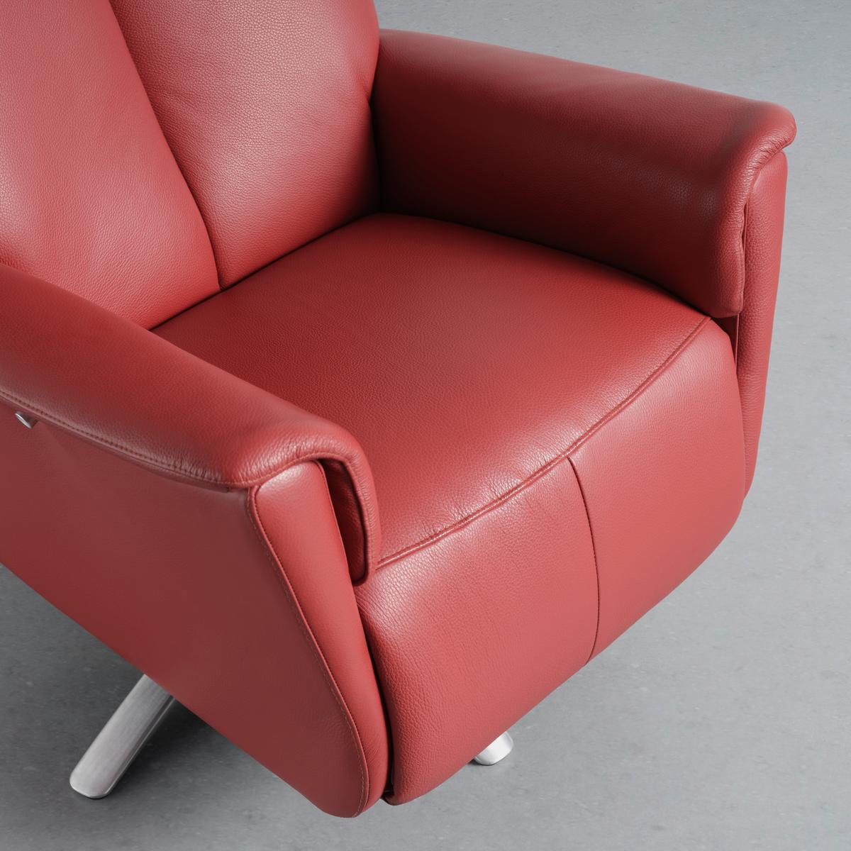 Relaxsessel Tom Leder Rot - Rot, MODERN, Leder/Metall (78/113/85cm) - Premium Living