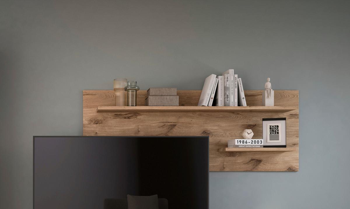 Stenska Polica Woody, Pribl. 160x60x20 Cm, Nox Hrast - antracit, Natur, leseni material (160/60/20cm)