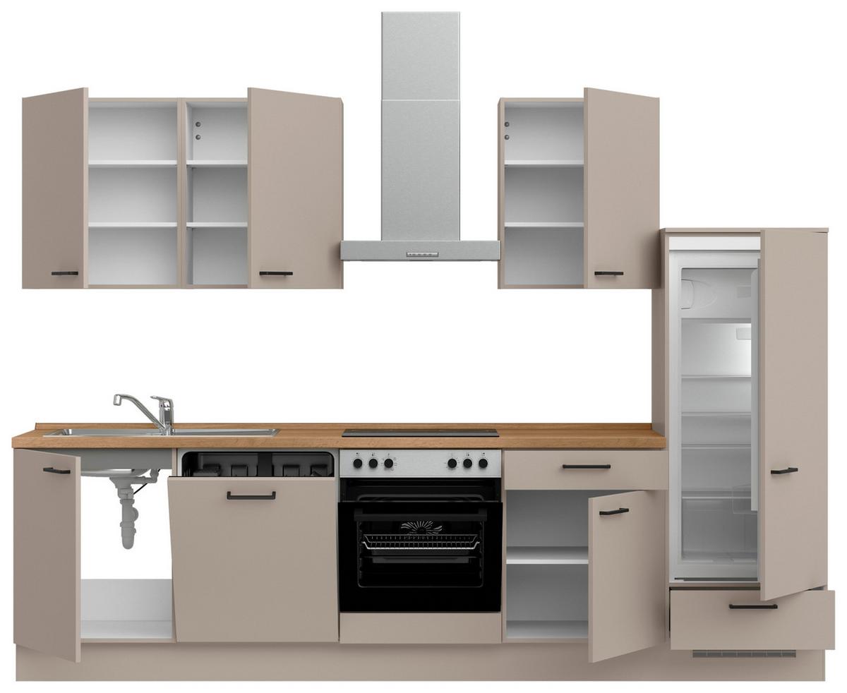 Küchenleerblock Easytouch Low o. Geräte Sandfarben - Sandfarben/Eichefarben, MODERN, Holzwerkstoff/Metall (300cm) - Nobilia