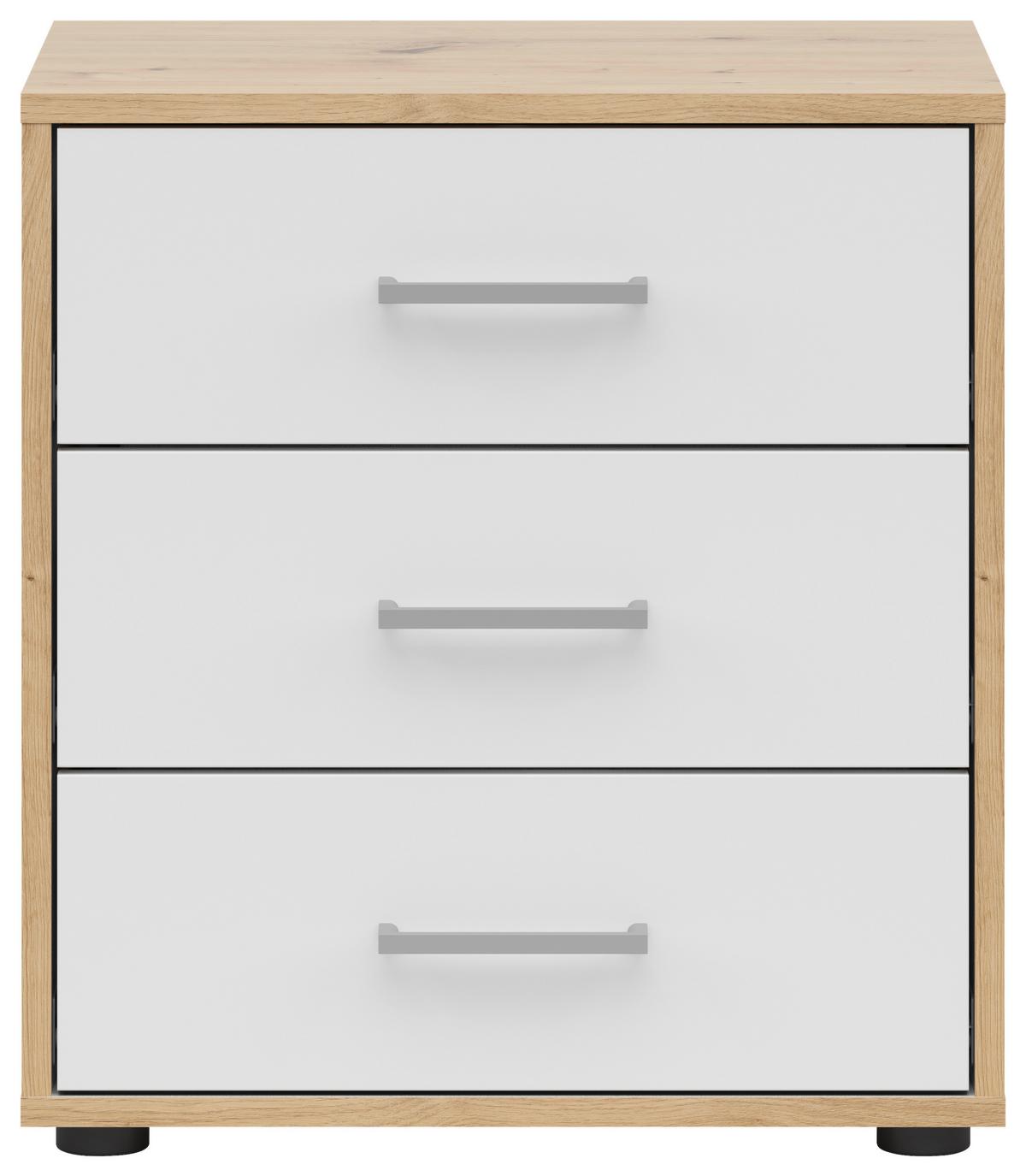 NOPTIERA SMART 3 - alb/stejar Artisan, Basics, material pe bază de lemn (50/54/35cm) - Modern Living
