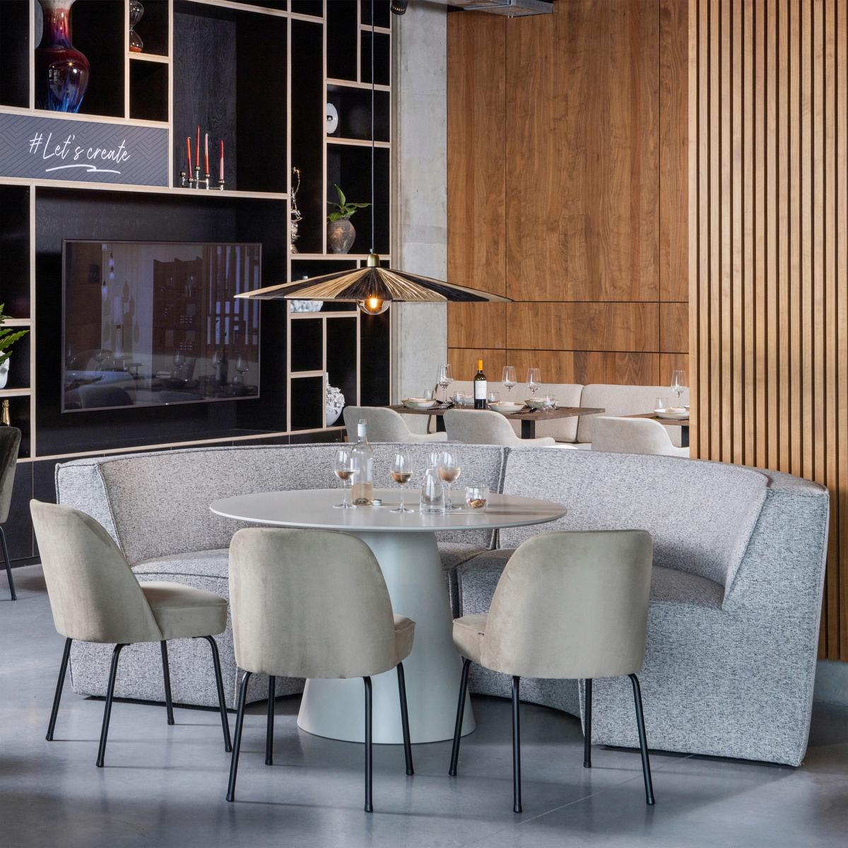 Esstisch Jorre Beige - Beige, Design, Holzwerkstoff (120/120/76cm) - Livetastic