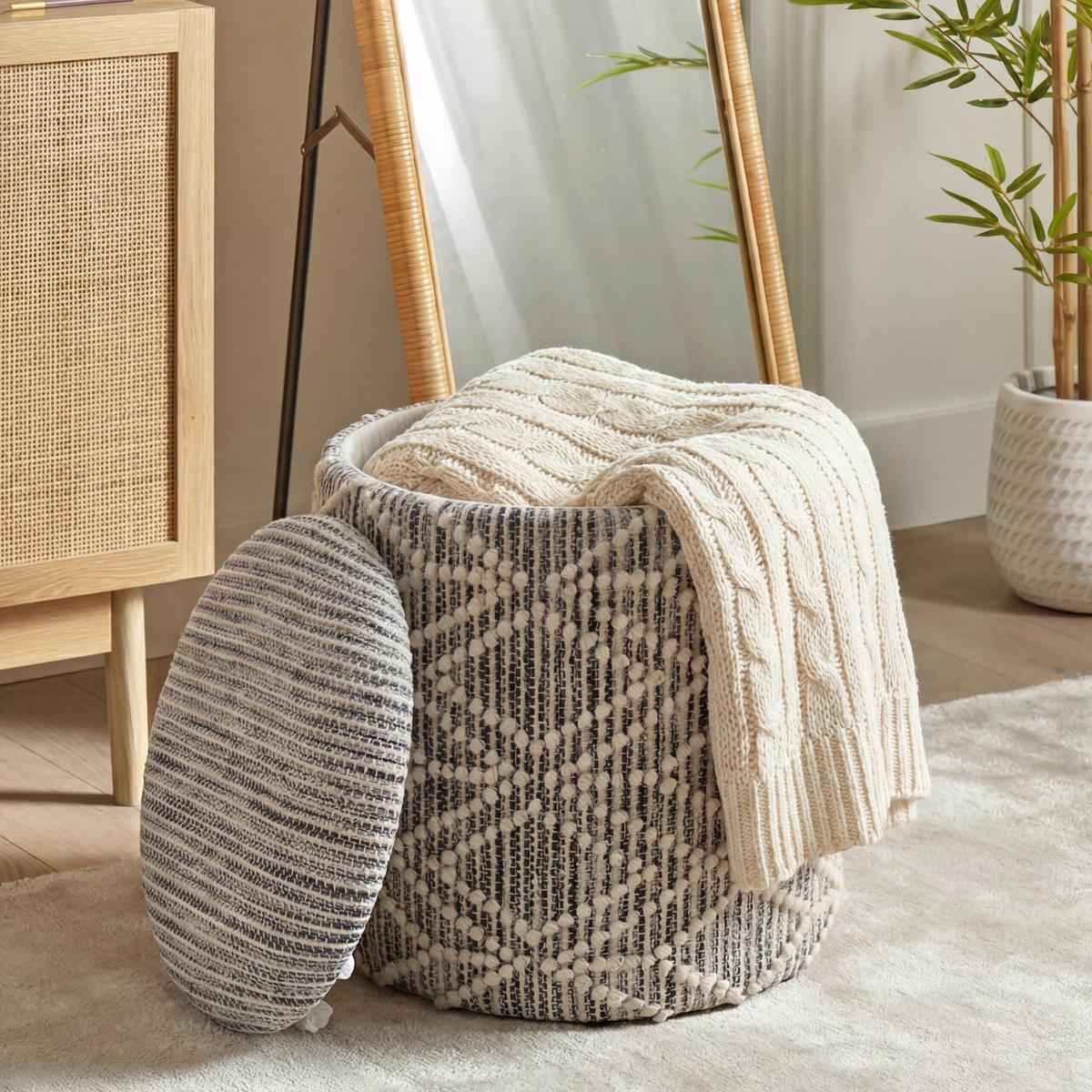 Hocker Wl7.792 - Grau, Design, Textil (40/45/40cm) - Livetastic