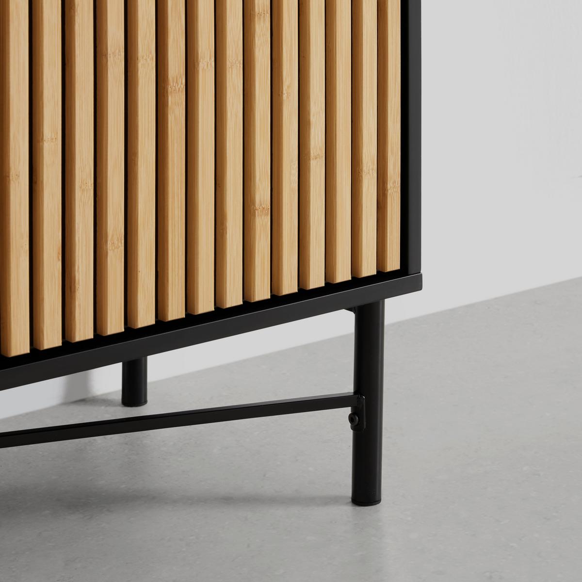 Lowboard Madrid Schwarz/Naturfarben massiv - Eichefarben/Schwarz, MODERN, Holz/Holzwerkstoff (195/60/40cm) - Mömax