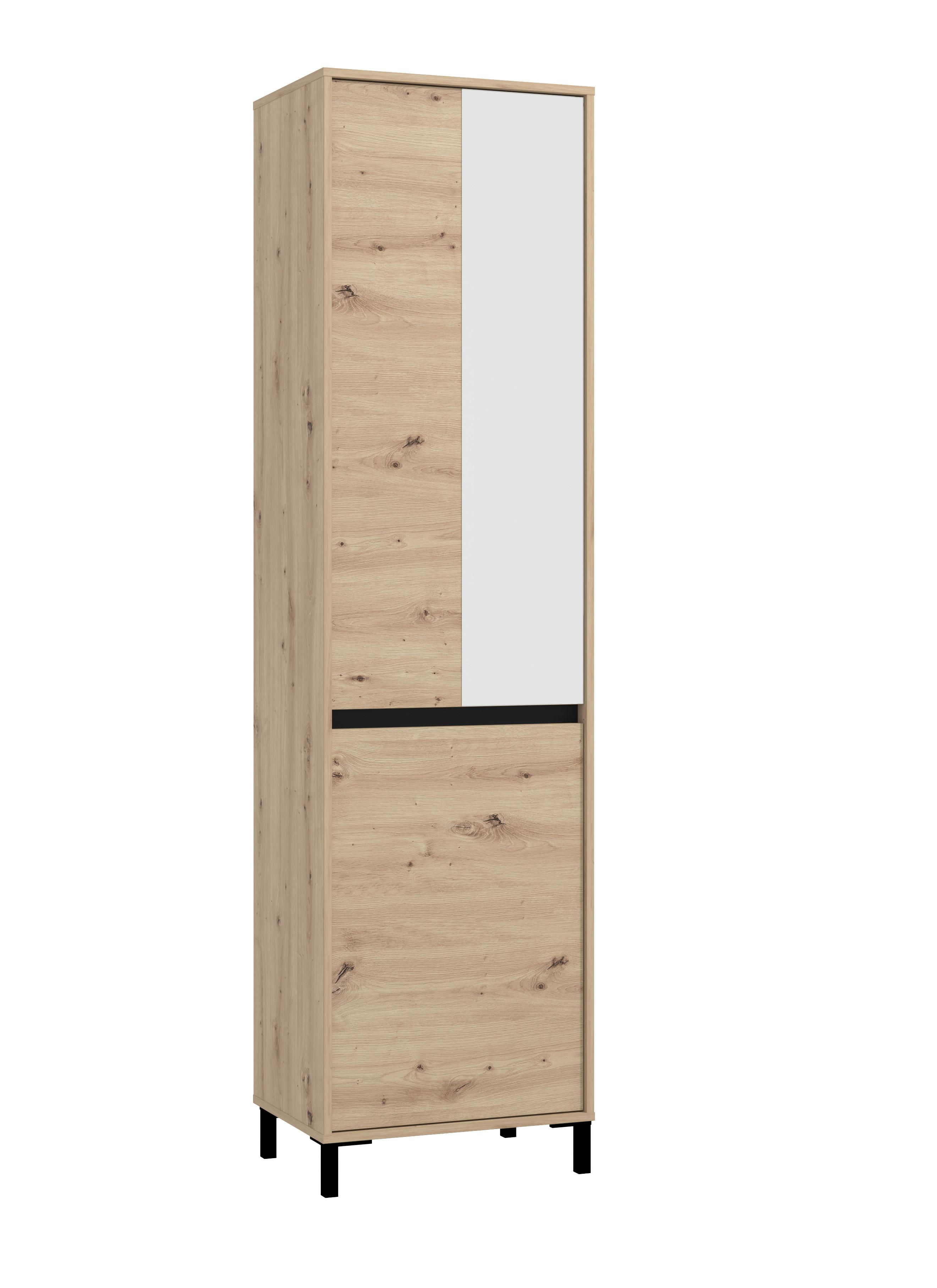Előszobaszekrény Arran - fekete/Artisan tölgy, Modern, faalapú anyag (54,5/40/205,5cm) - Xora