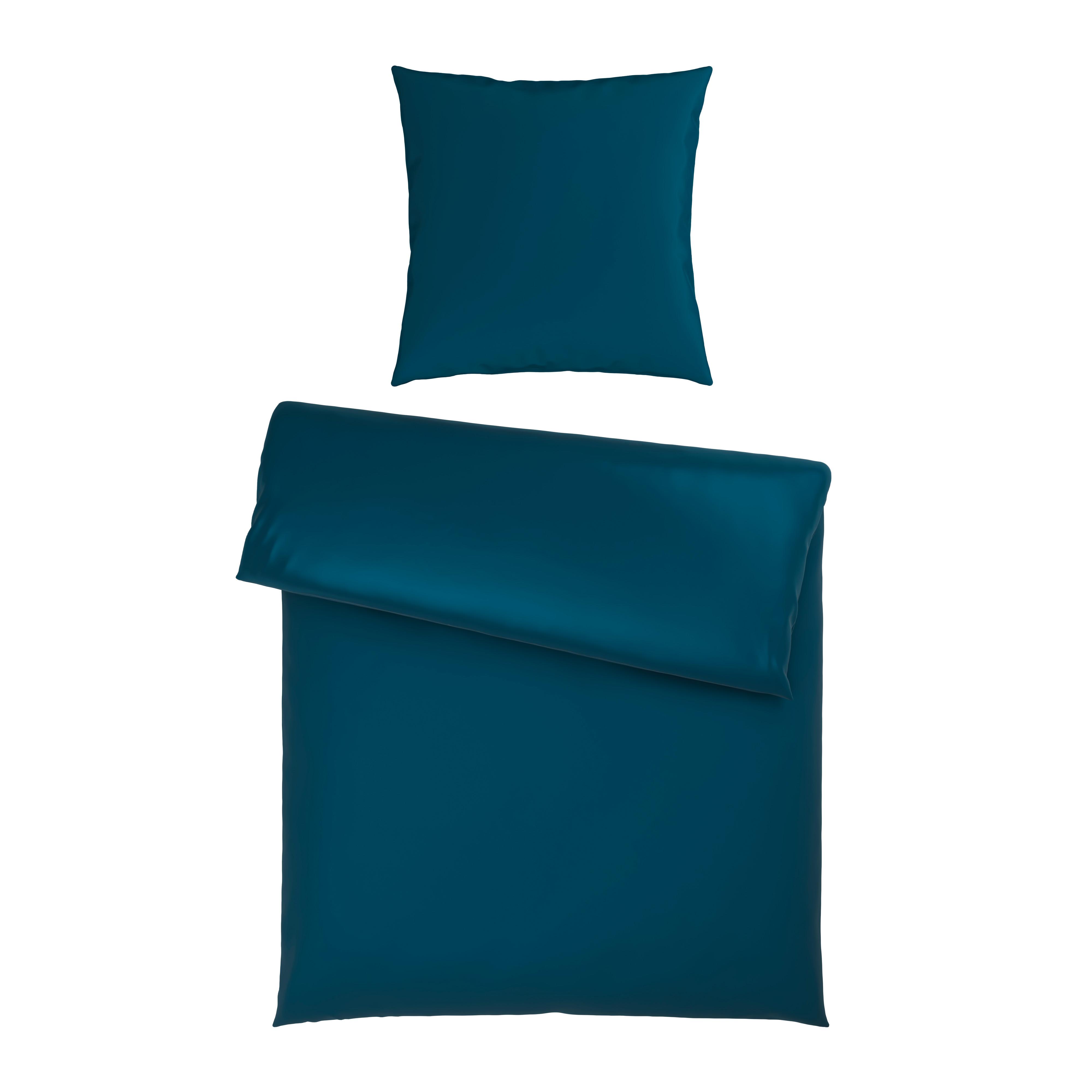Bettwäsche Xenia Uni Blau ca. 135x200cm - Blau, MODERN, Textil (135/200cm) - Premium Living