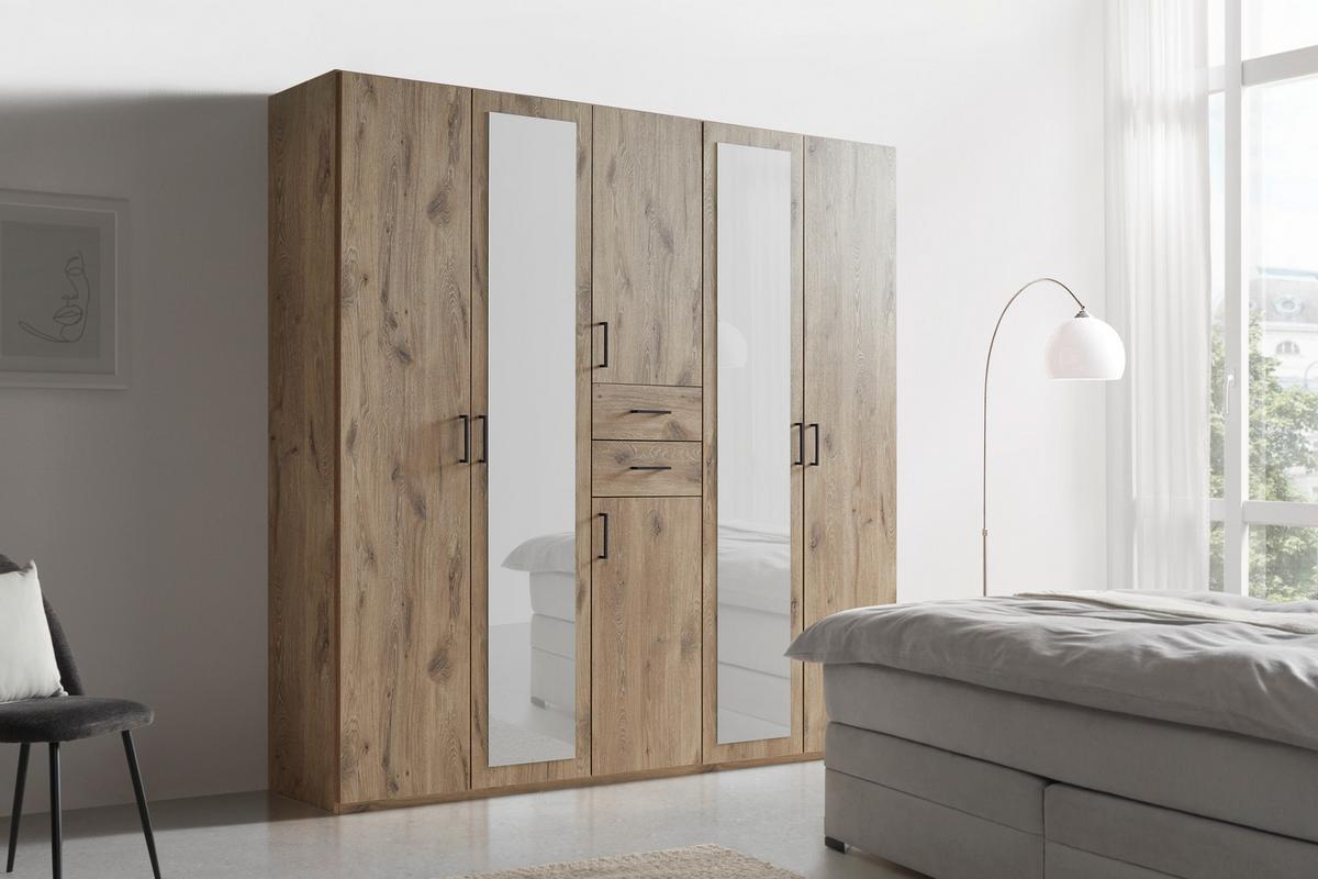 Dulap Dillingen DILLINGEN -EXKLUSIV- - culoare lemn stejar, Konventionell, sticlă/material pe bază de lemn (225/208/58cm) - Mömax
