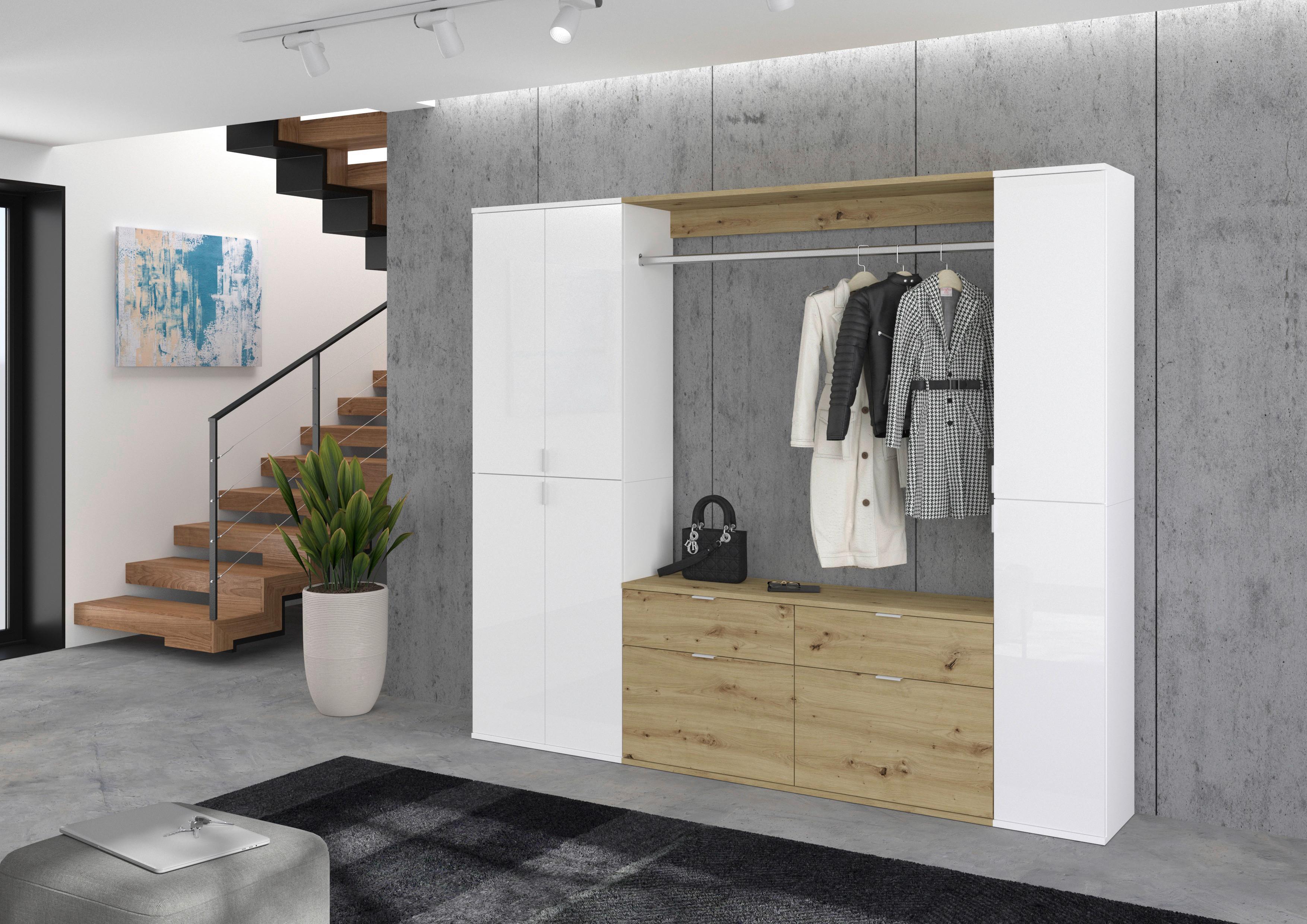 Garderobe Projekt X ca. 212x193 cm Eiche/Weiß - KONVENTIONELL, Holzwerkstoff (212/193/34cm) - MID.YOU