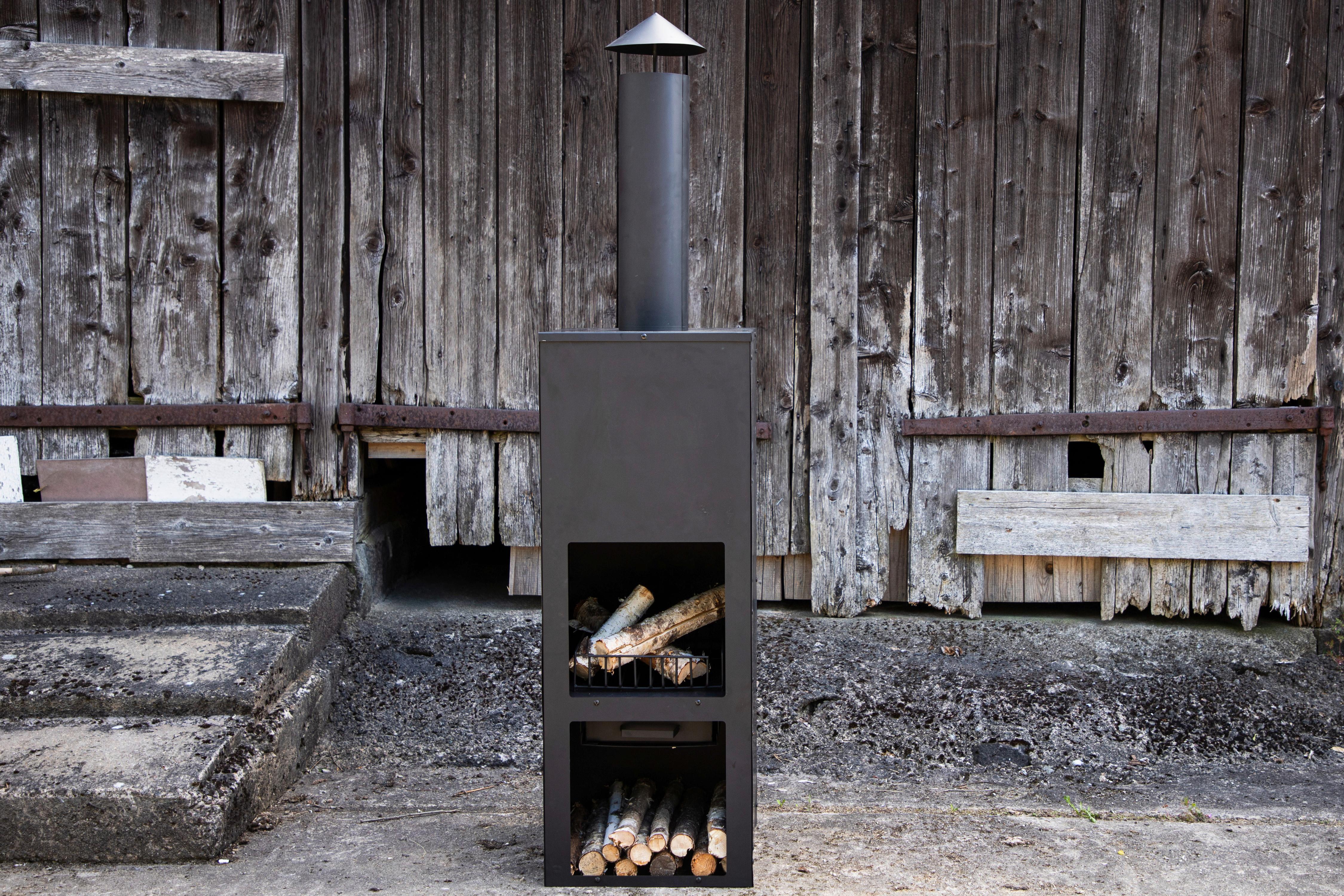 Feuerstelle Makarima ca. 45x199x45 cm Schwarz - Schwarz, KONVENTIONELL, Metall (45/199/45cm) - Gardenson