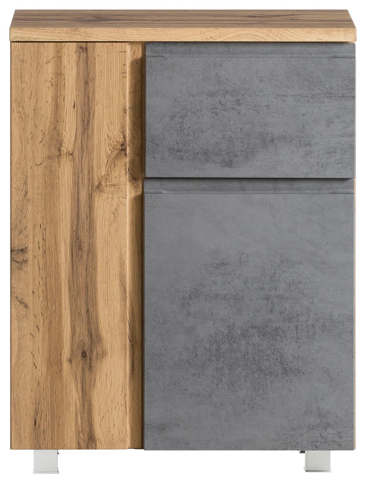 Unterschrank Varese ca. 65x79 cm Hellgrau/Eiche - Eiche Wotan/Hellgrau, MODERN, Holzwerkstoff (65/79/35cm) - Held