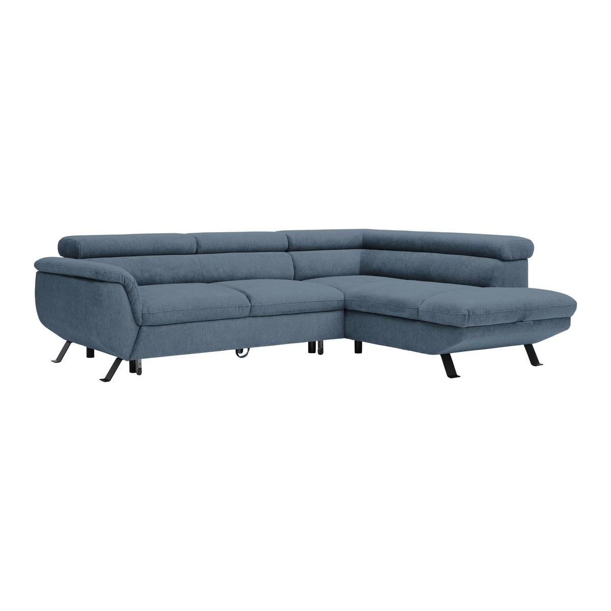 Ecksofa Raven Royalblau - Royalblau/Schwarz, MODERN, Textil/Metall (257/198cm) - Mömax