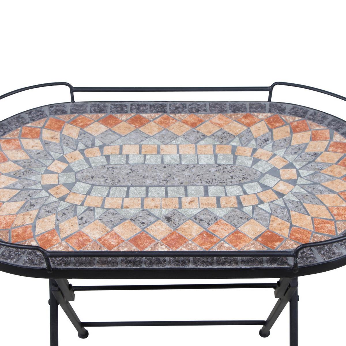 GARTENBEISTELLTISCH 380831 - Multicolor/Schwarz, MODERN, Keramik/Metall (68/41/60cm) - Siena Garden