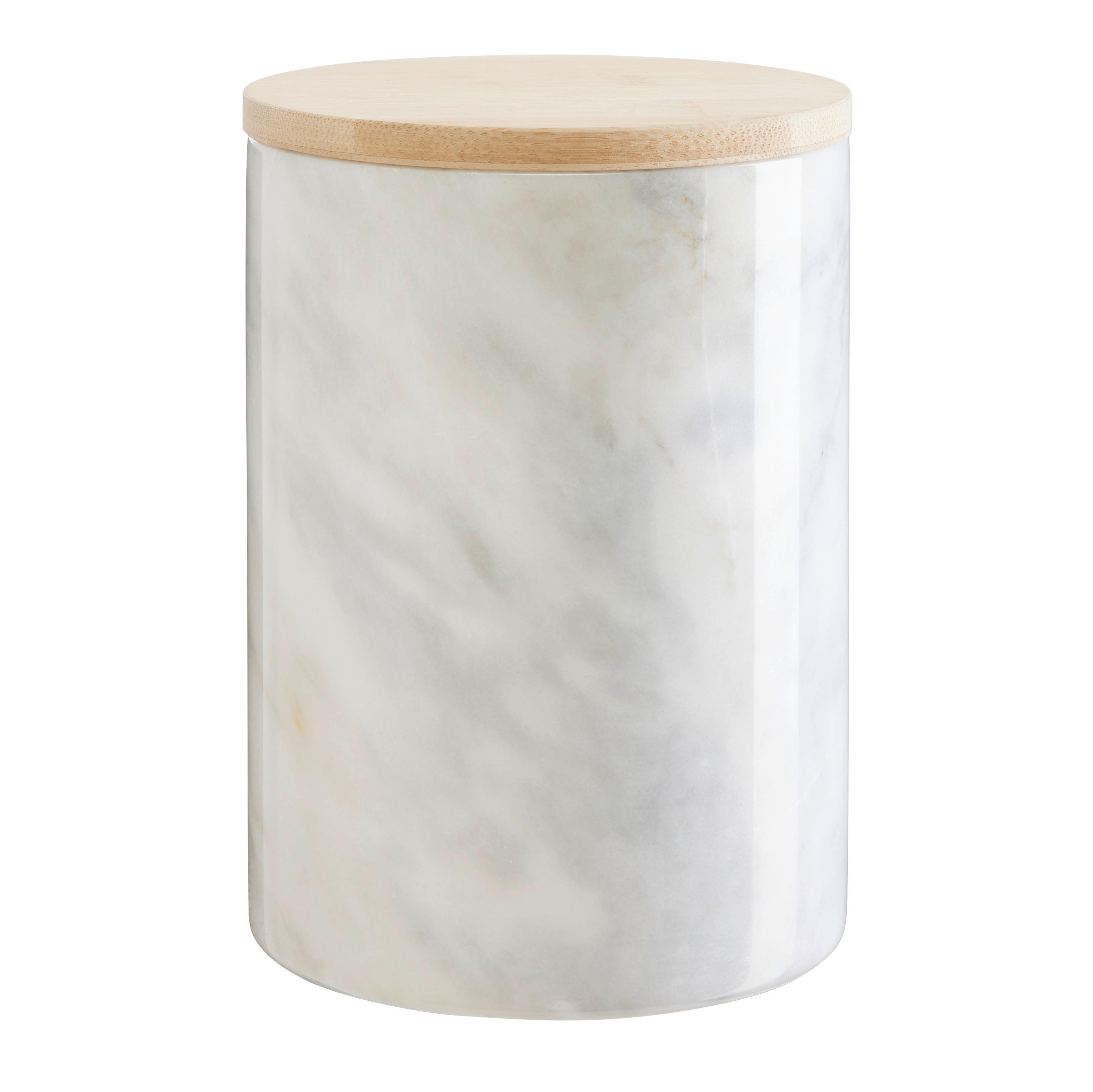 Vorratsdose Marble L in Weiß ca. 1l - Weiß, MODERN, Holz/Kunststoff (12/16cm) - Premium Living