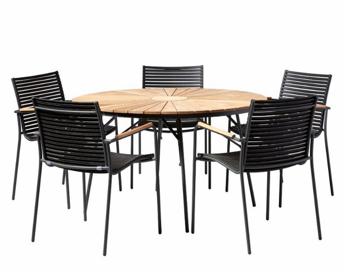 Gartentischgruppe Ellen/mood Classic Set - Anthrazit/Schwarz, Natur, Holz/Kunststoff (180/180/74cm) - Gardenson