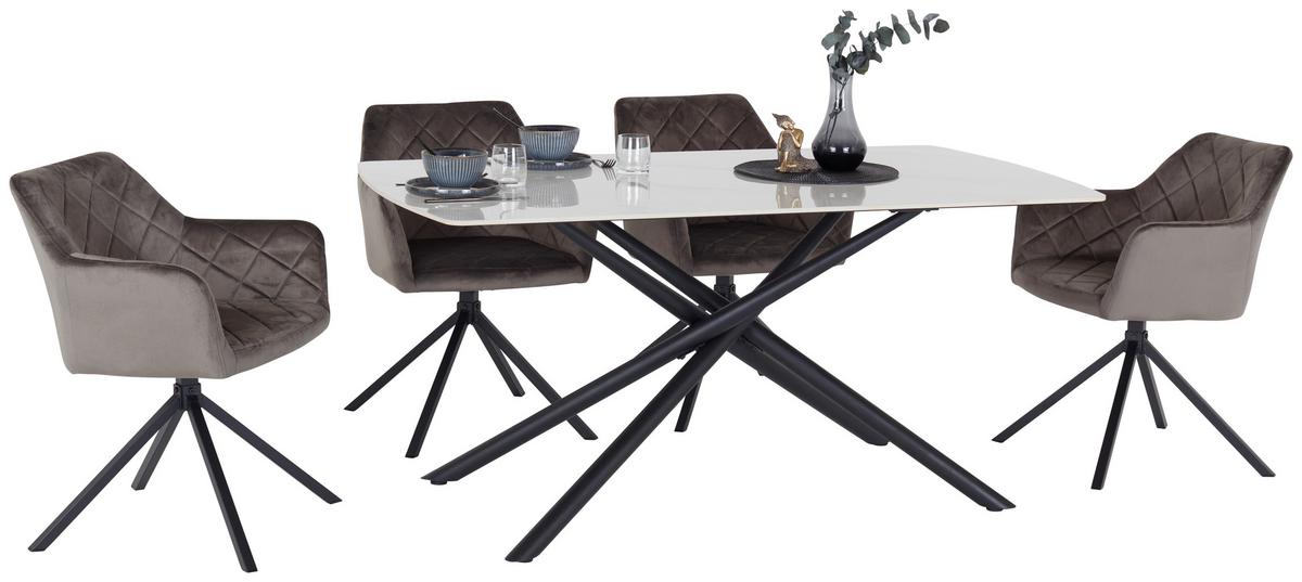 Jedilna Miza Mailand, Bela, 160 X 90 Cm - črna/bela, Trend, kovina/keramika (160/75/90cm) - Mömax