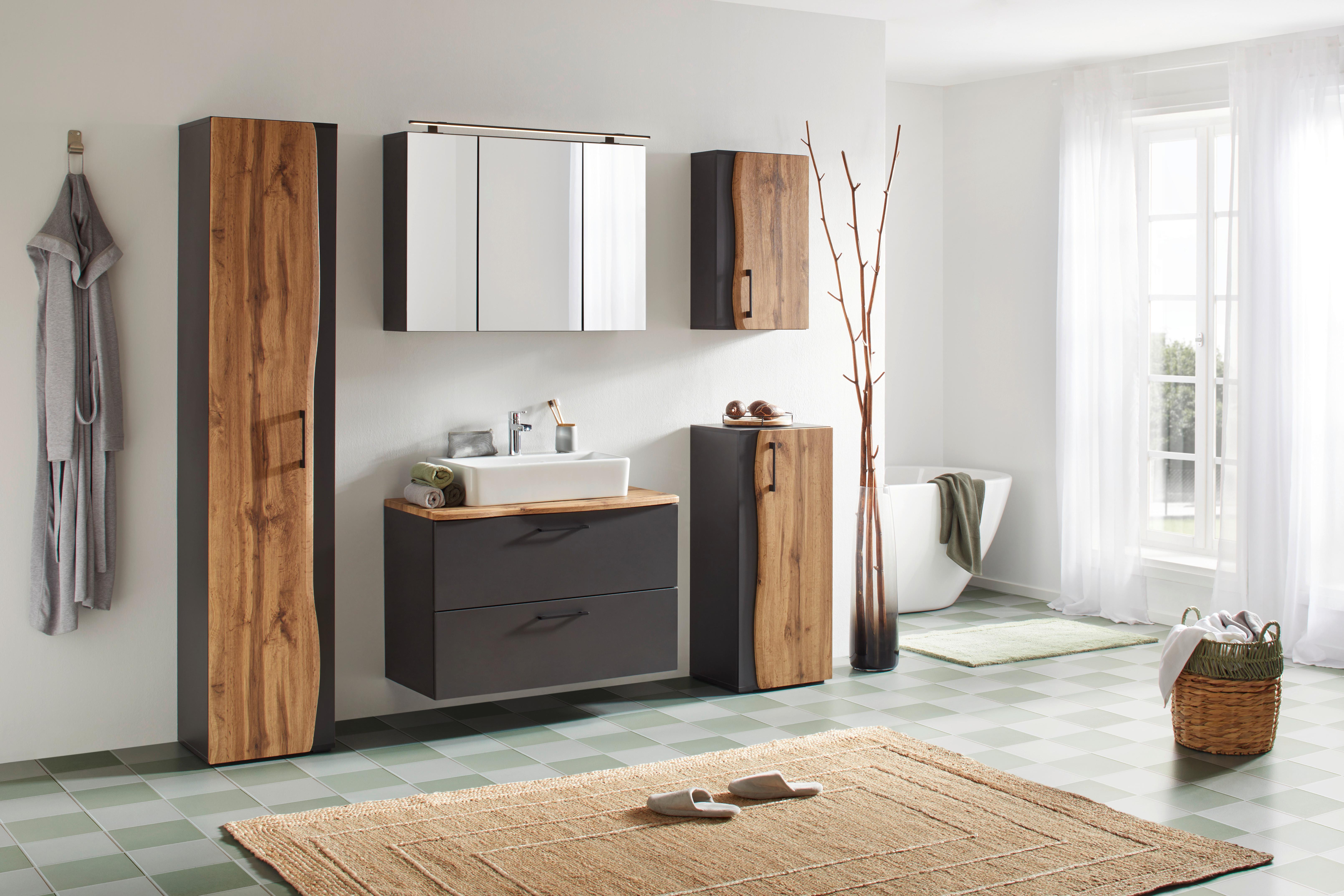 SPEGELSKÅP TIMBER -EXKLUSIV- - Modern, metall/trämaterial (90/65/20cm) - Premium Living